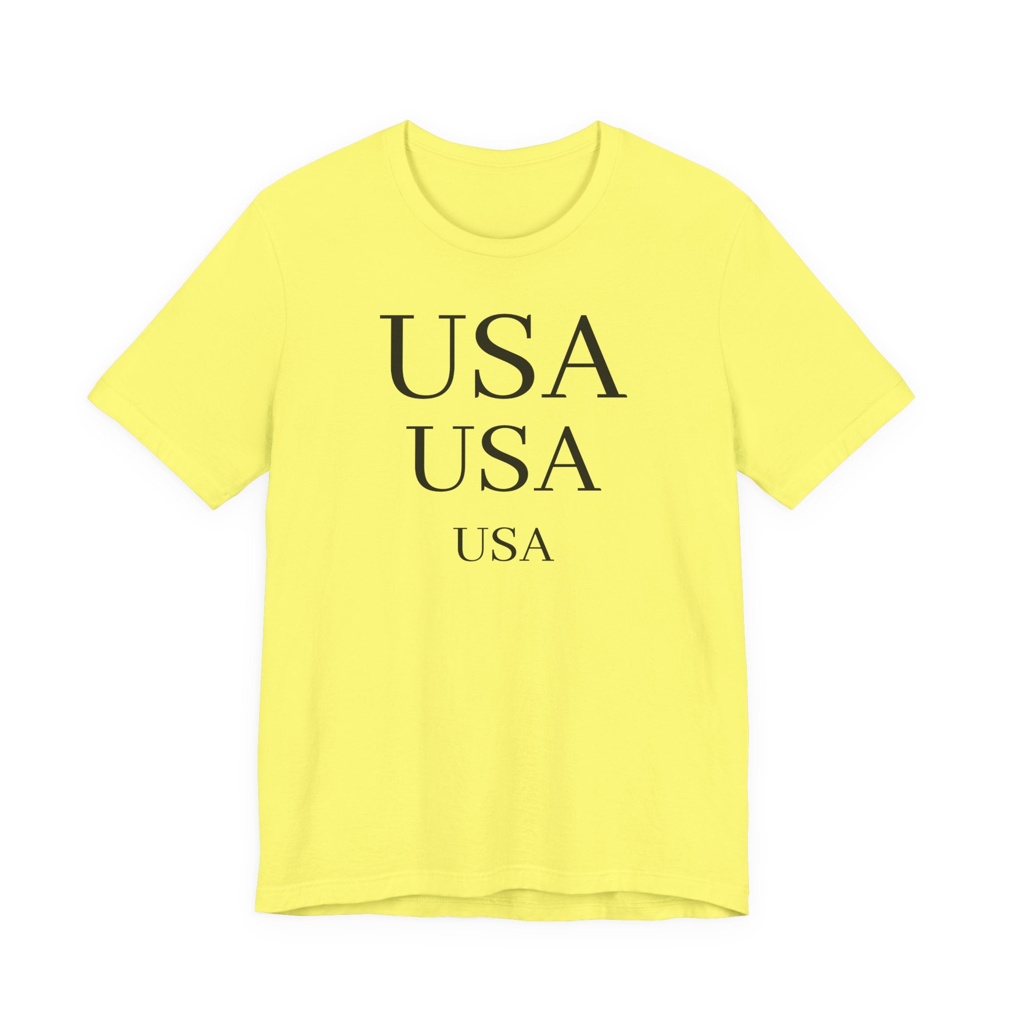 USA Minimalist Tee — Patriotic Text Graphic T-Shirt