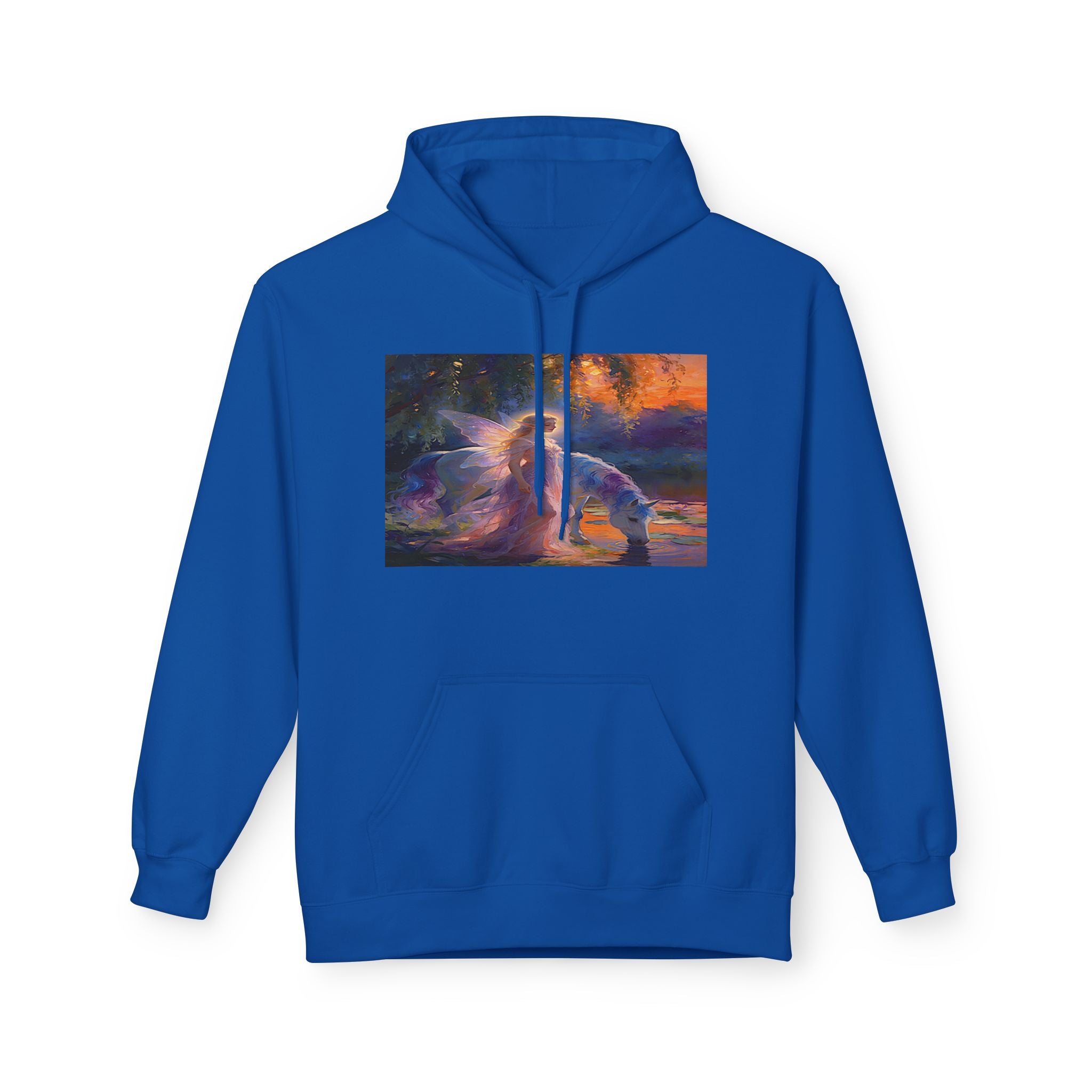 Unicorn Fairy Cotton Hoodie — Cosmic Cat Art Pullover
