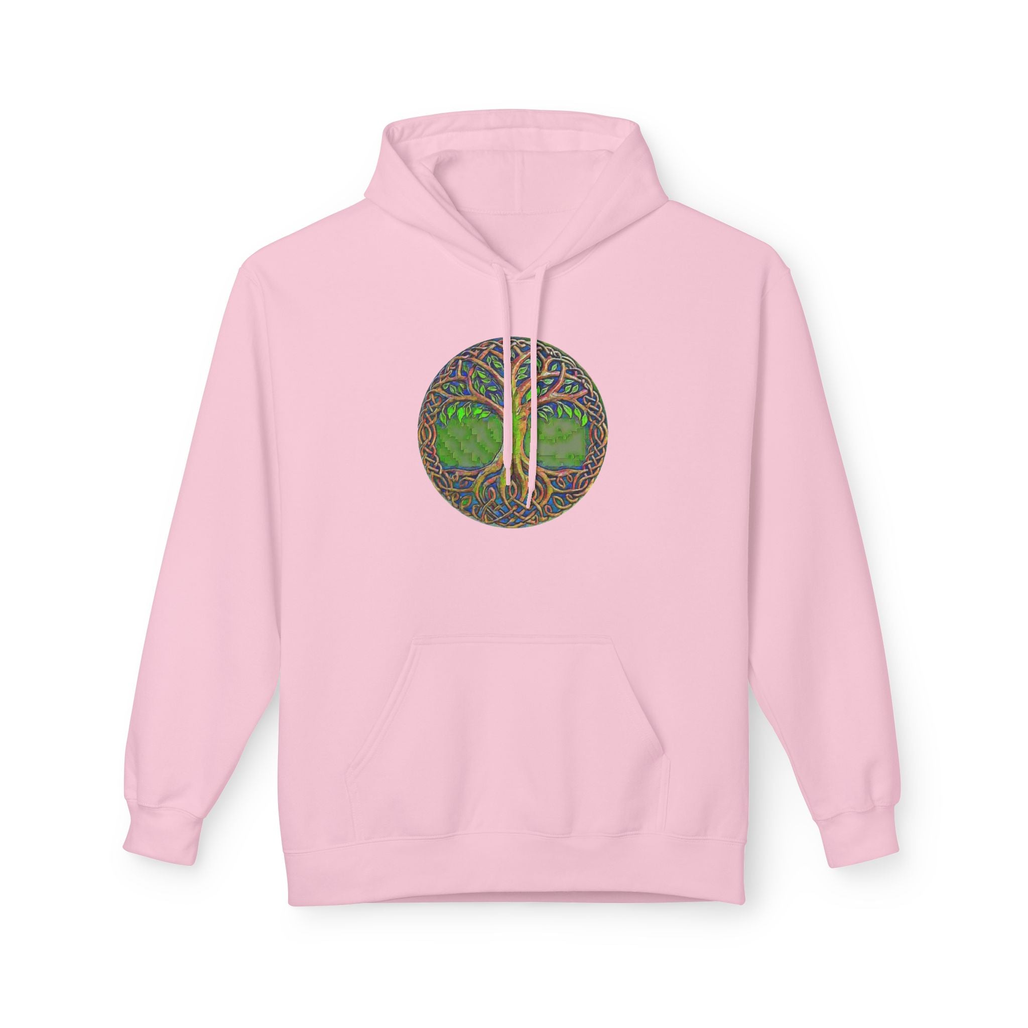 Yggdrasil, the Tree of Life Cotton Hoodie — Green Nature Mandala Pullover