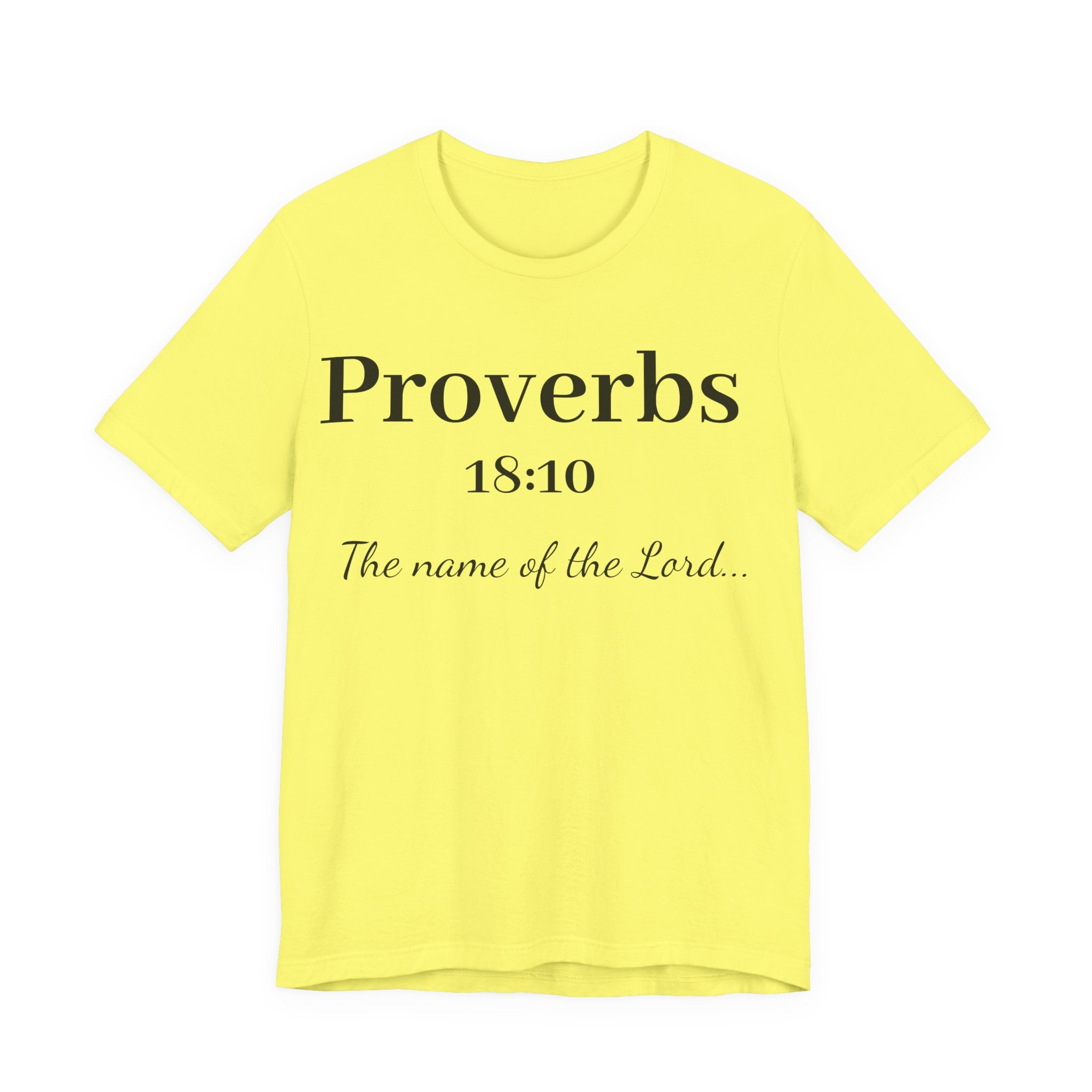 Proverbs 18:10 T-Shirt — "The Name of the Lord" Christian Faith Tee