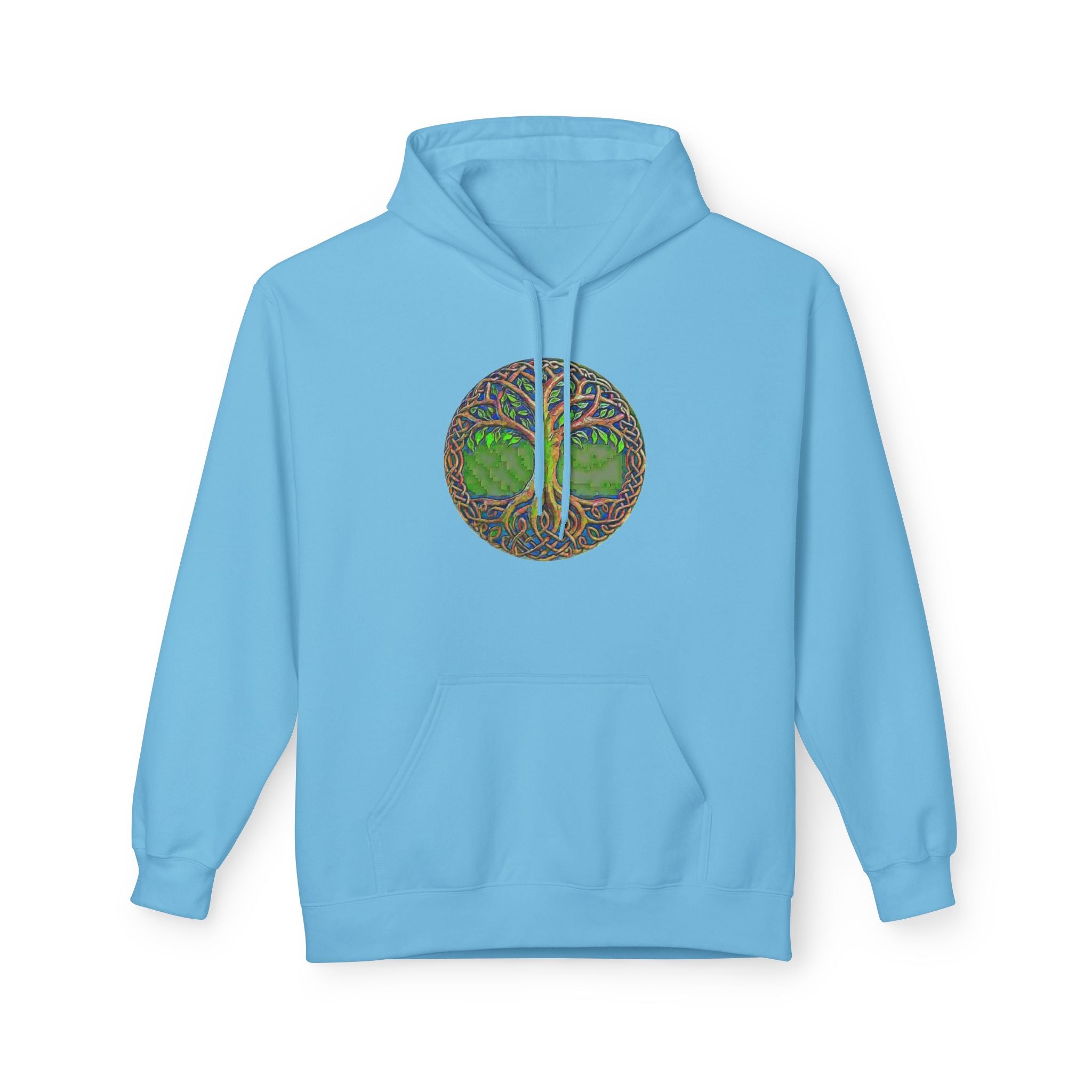 Yggdrasil, the Tree of Life Cotton Hoodie — Green Nature Mandala Pullover