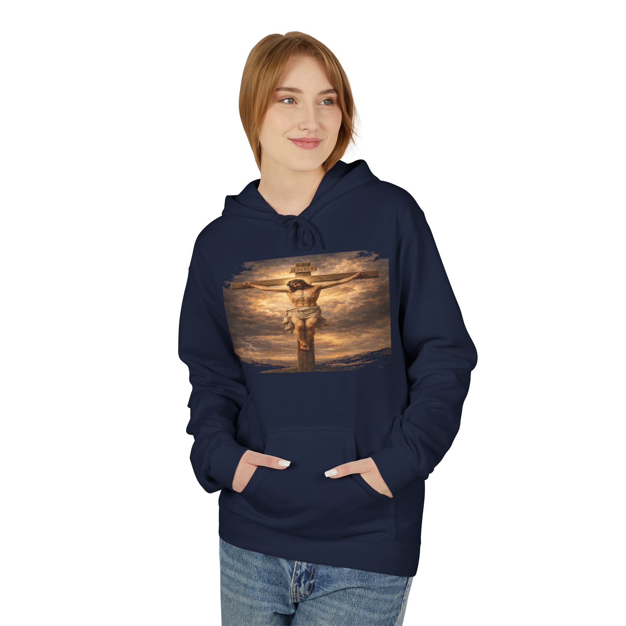 Jesus Christ on the Cross -Hoodie — Christian Faith Inspirational Pullover