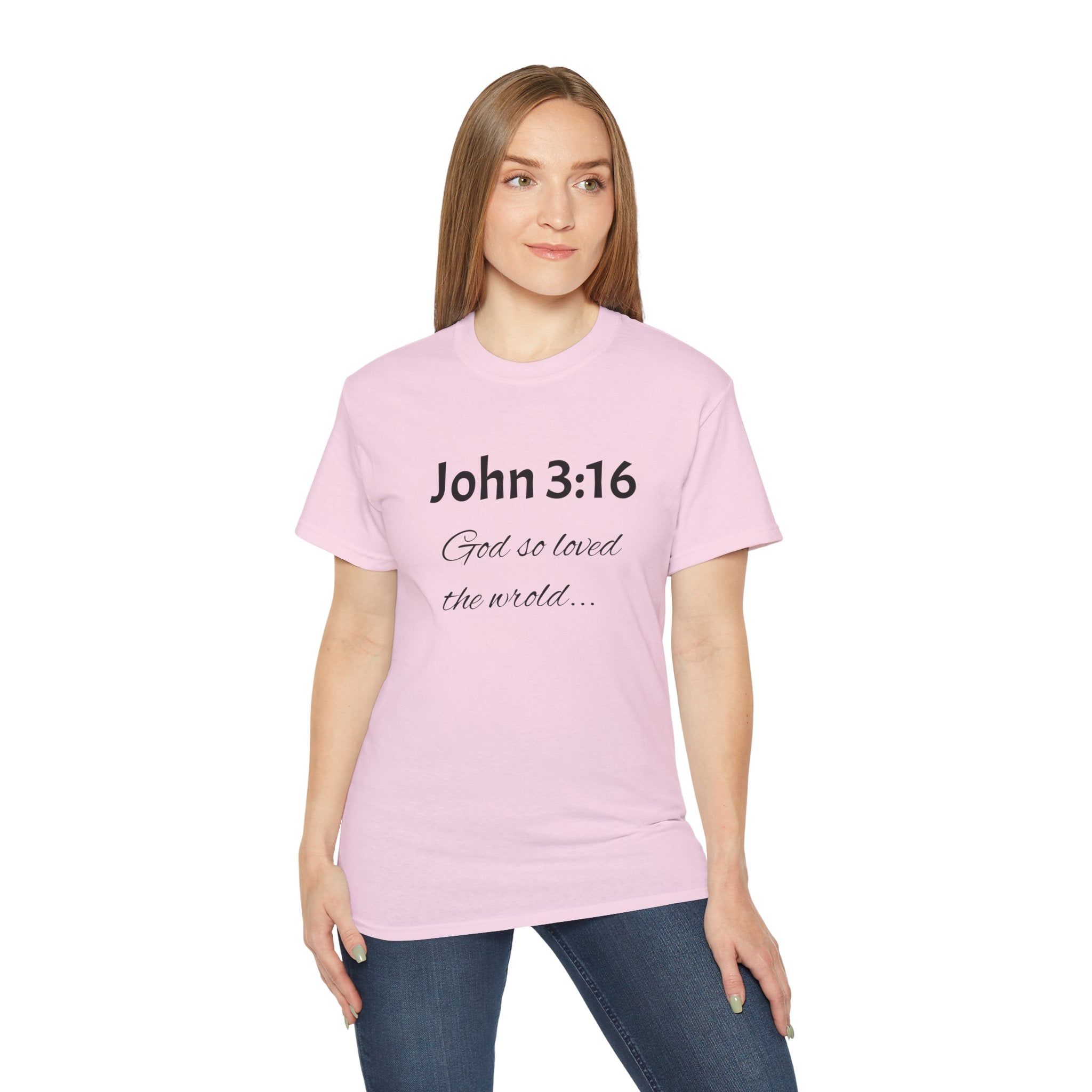 John 3:16 Scripture Tee — "God so loved the world" Christian T‑Shirt