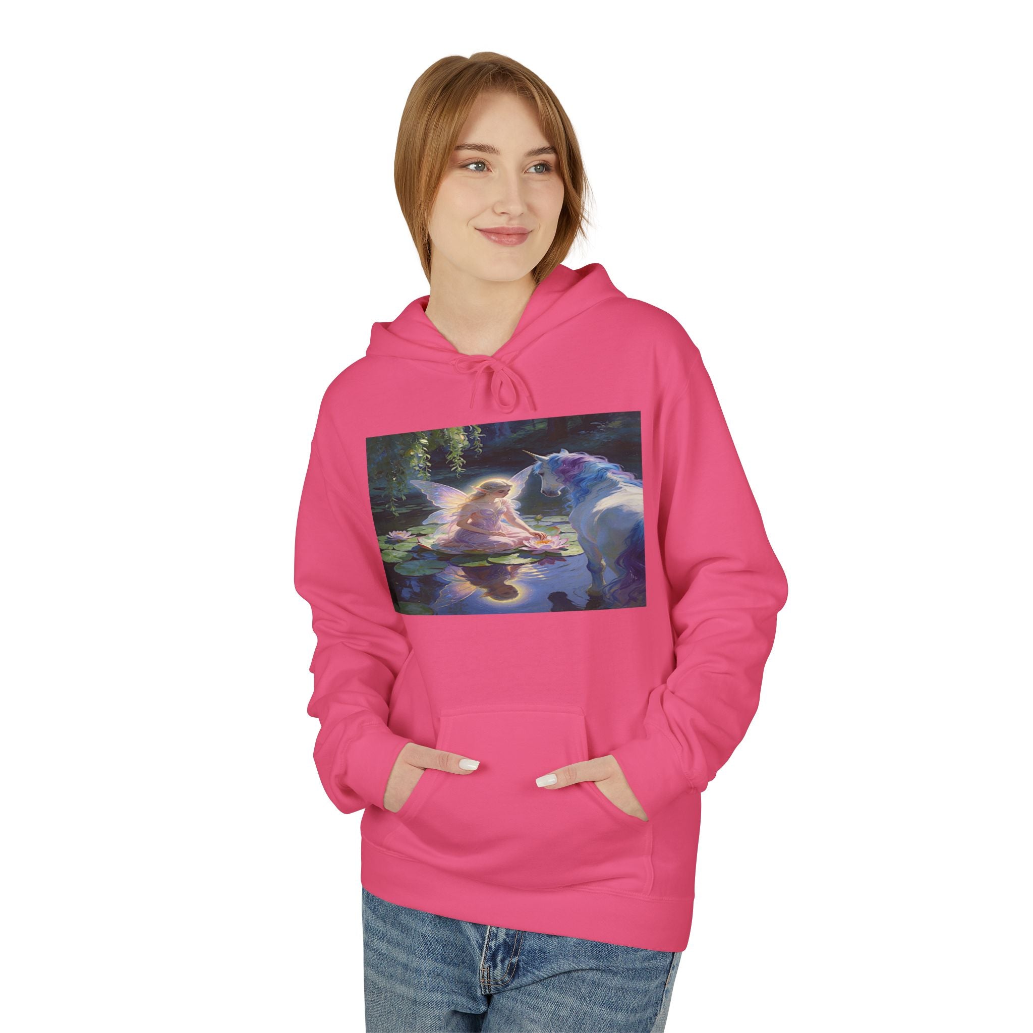 Unicorn and Fairy Cotton Hoodie — Abstract Galaxy Flower Print Pullover