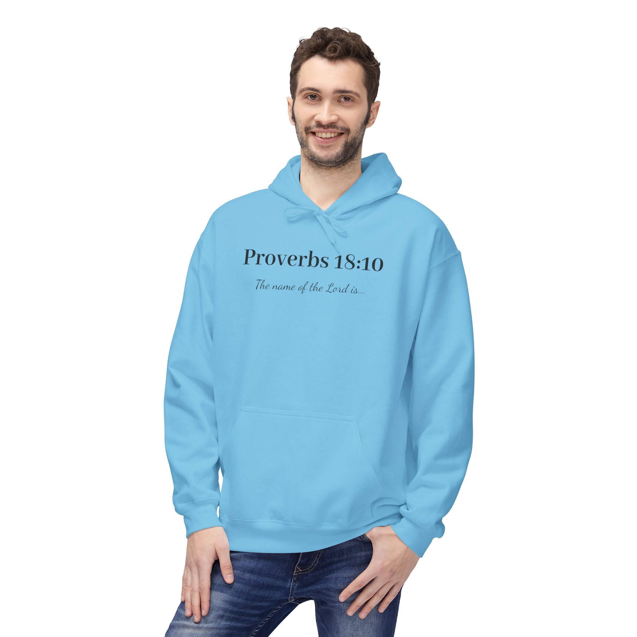 Proverbs 18:10 Hoodie — Scripture Faith Prayer Pullover