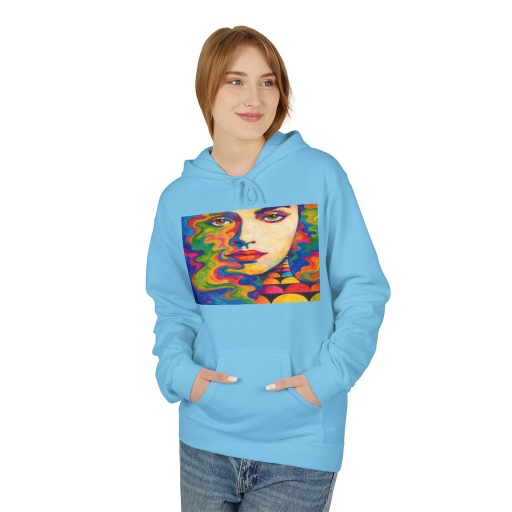 Psychedelic Portrait Hoodie — Colorful Abstract Face Art Sweatshirt