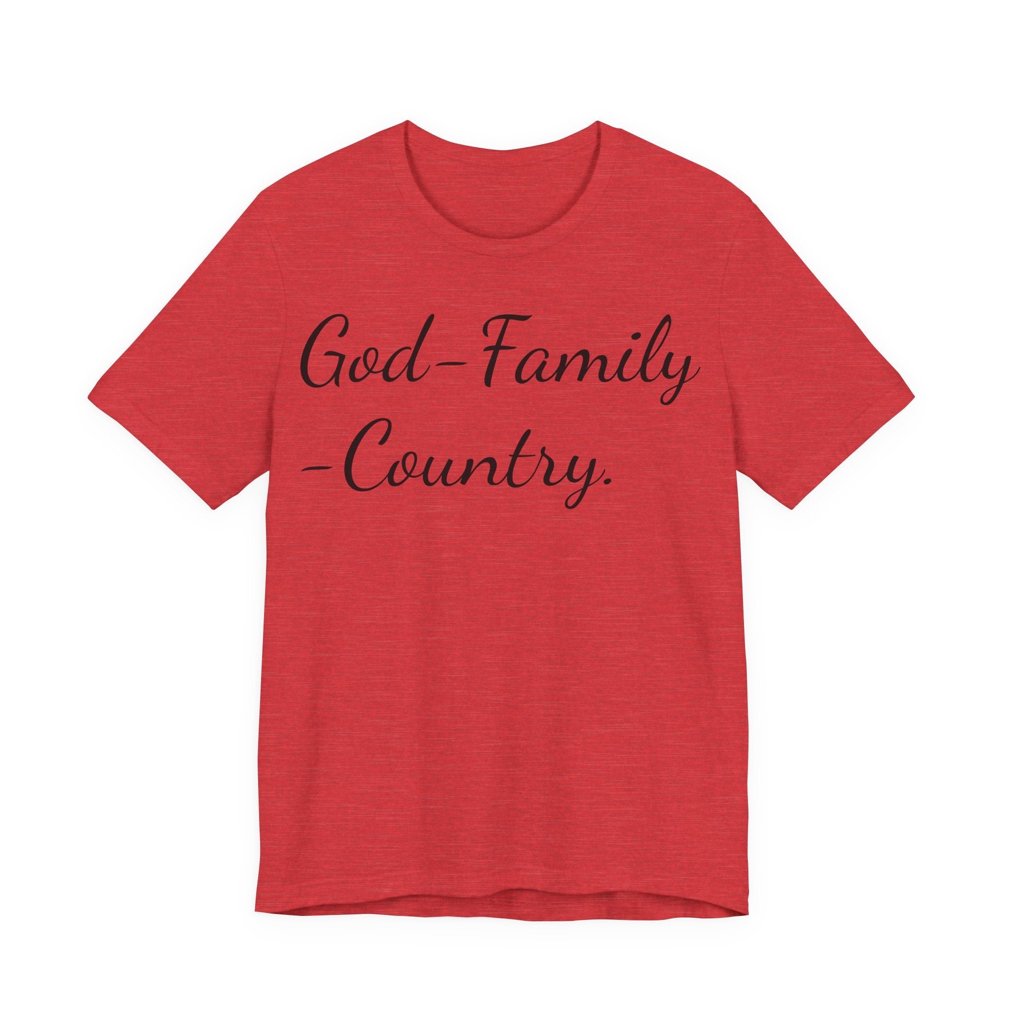God · Family · Country Script Tee — Patriotic Christian Short Sleeve Shirt