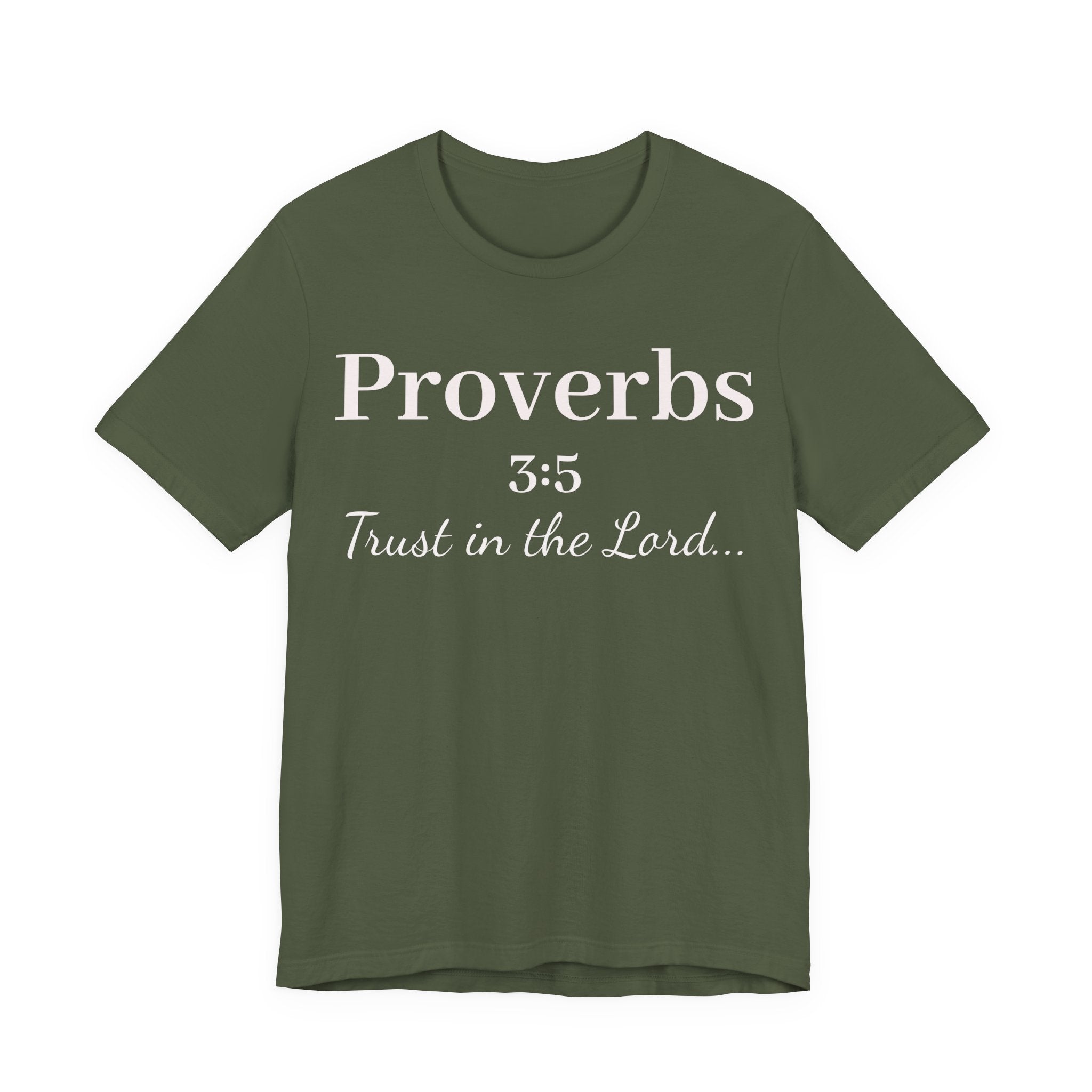 Proverbs 3:5 Tee — Minimal Christian Scripture Short Sleeve Shirt