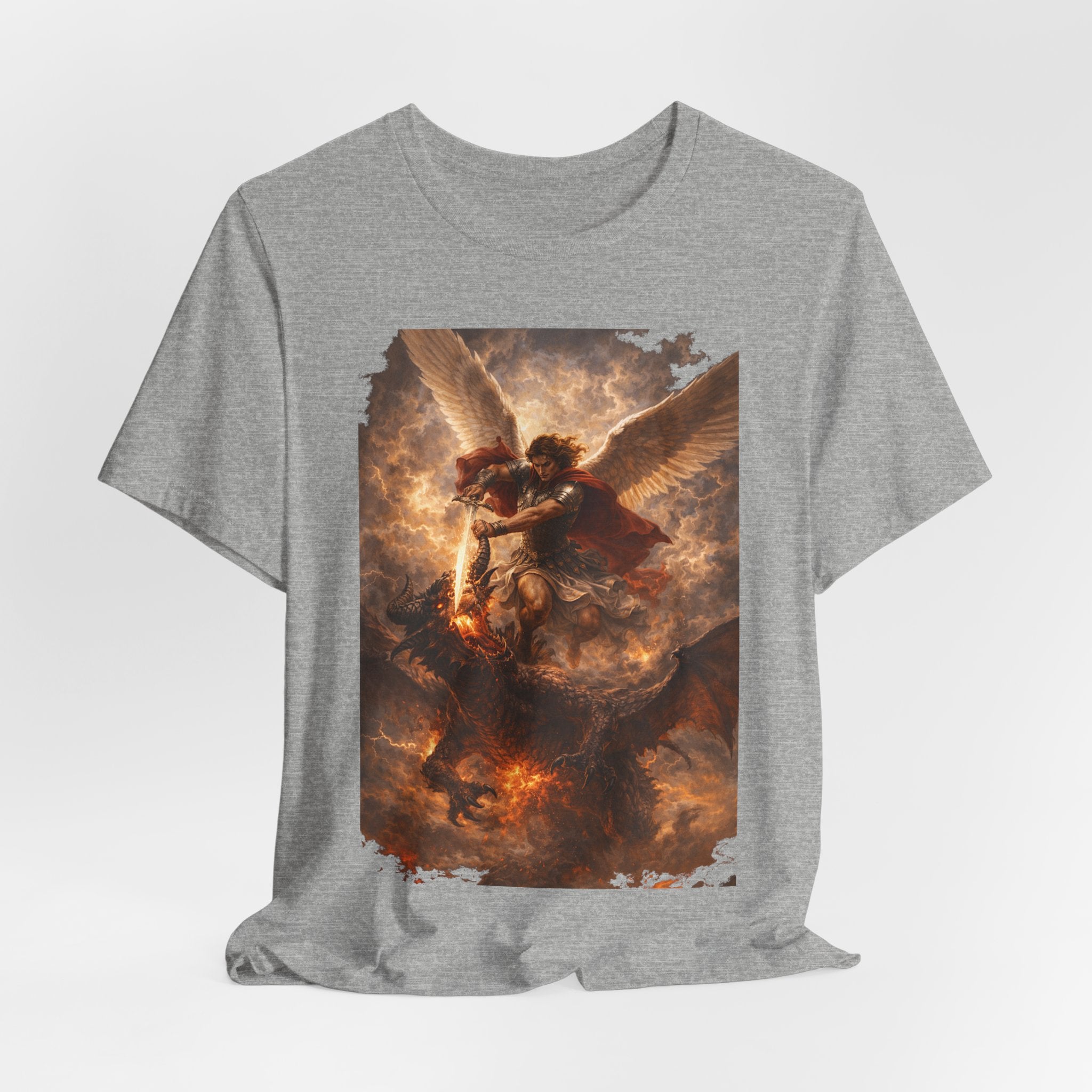 Michael and his angels fought against the dragon Revelation 12:7 Tee — Spiritual Battle Winged Art T-Shirt