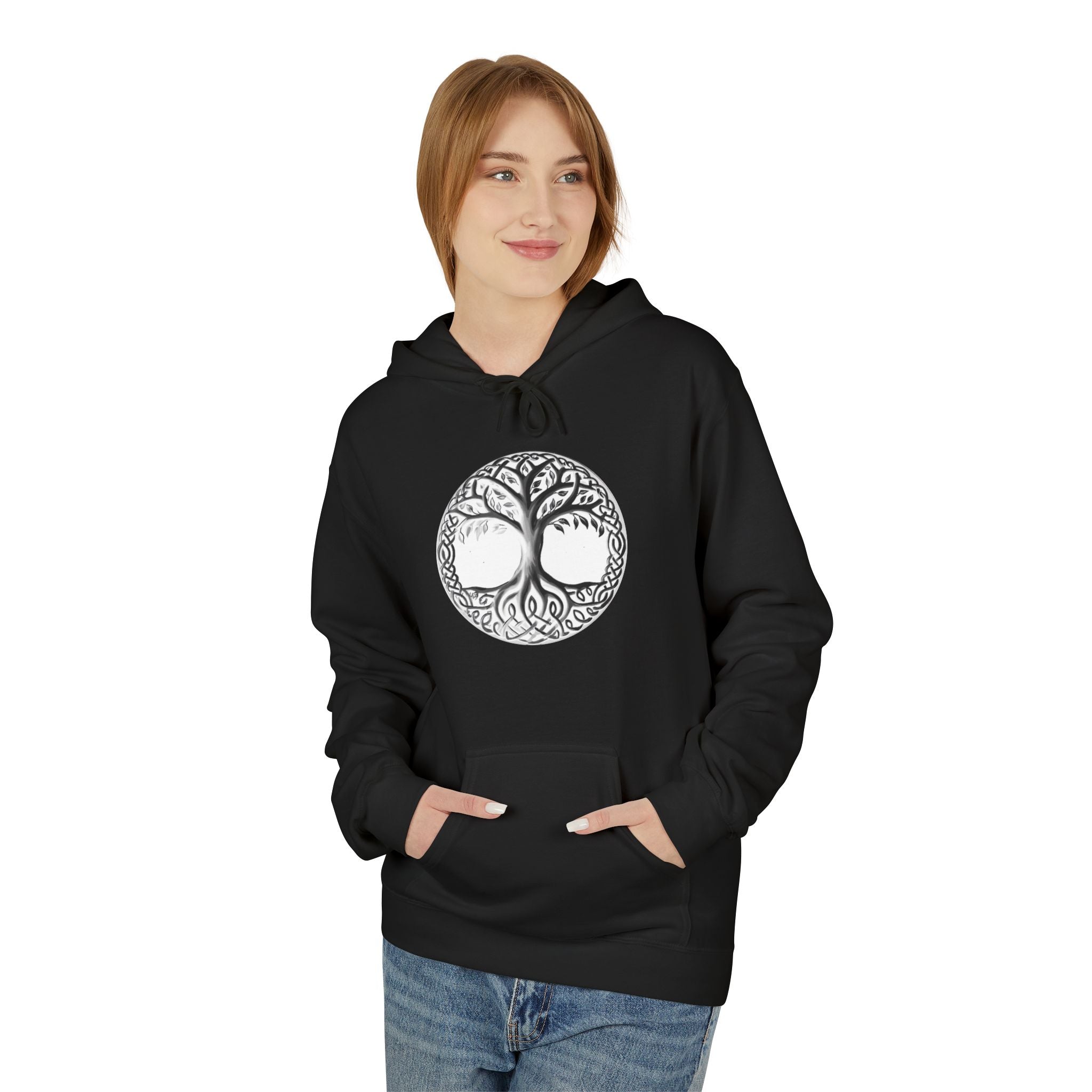 TYggdrasil tree of Life Cotton Hoodie – Intricate Celtic Woodland Symbol Sweatshirt