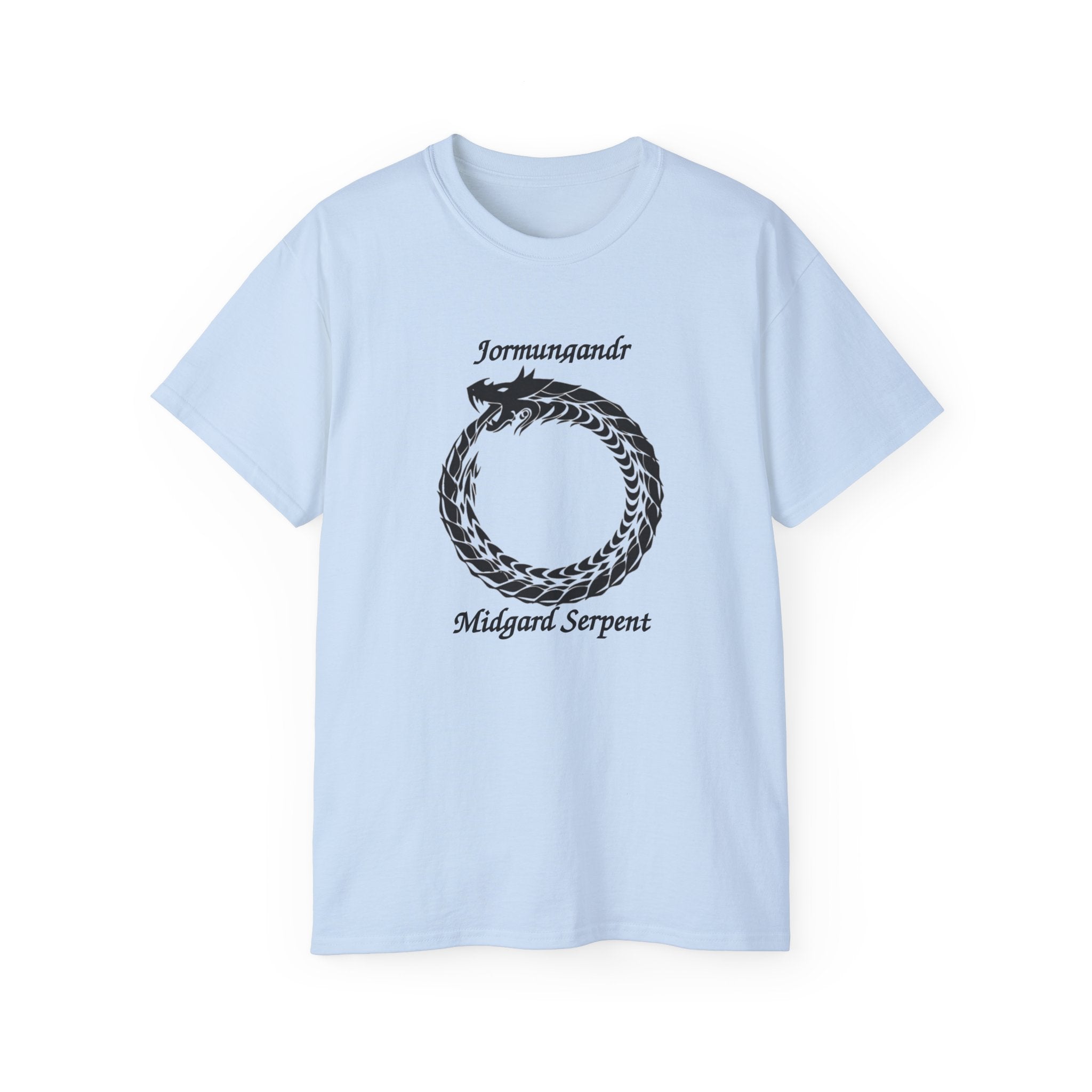 Jormungandr Midgard Serpent Cotton T-Shirt — Norse Mythology Snake Design