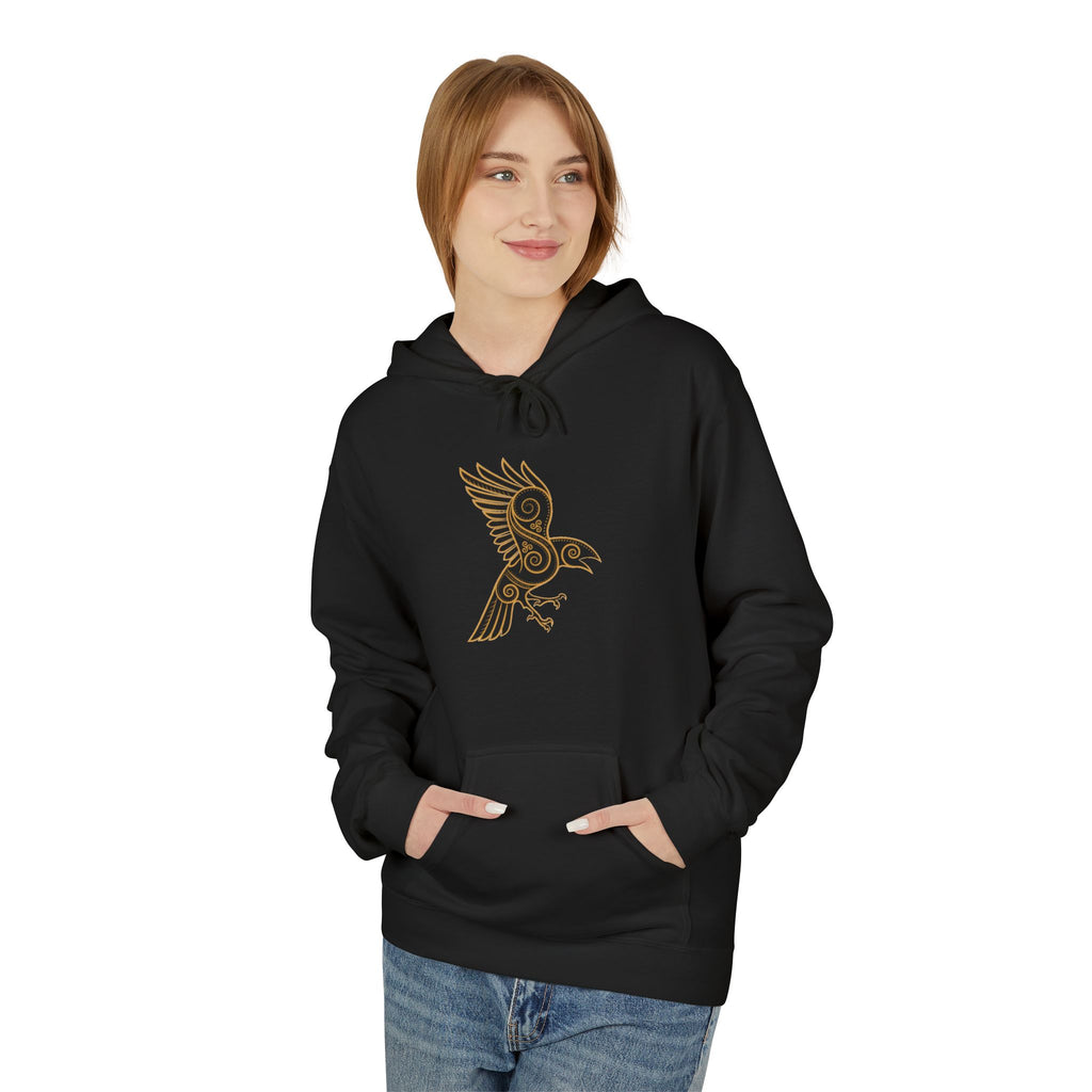 The Raven – Odin’s Messengers Viking Hoodie — Minimalist Line Art Bird