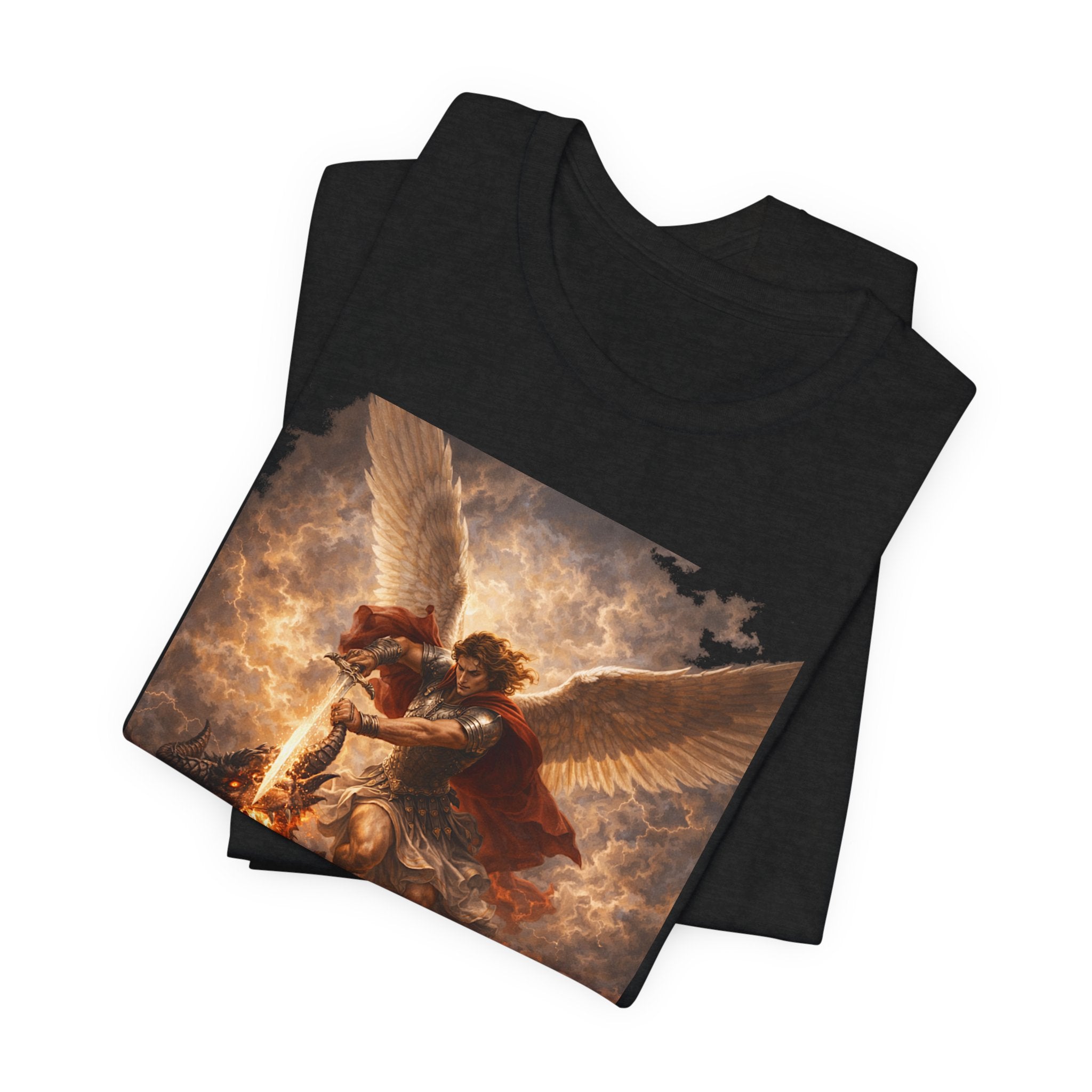 Michael and his angels fought against the dragon Revelation 12:7 Tee — Spiritual Battle Winged Art T-Shirt