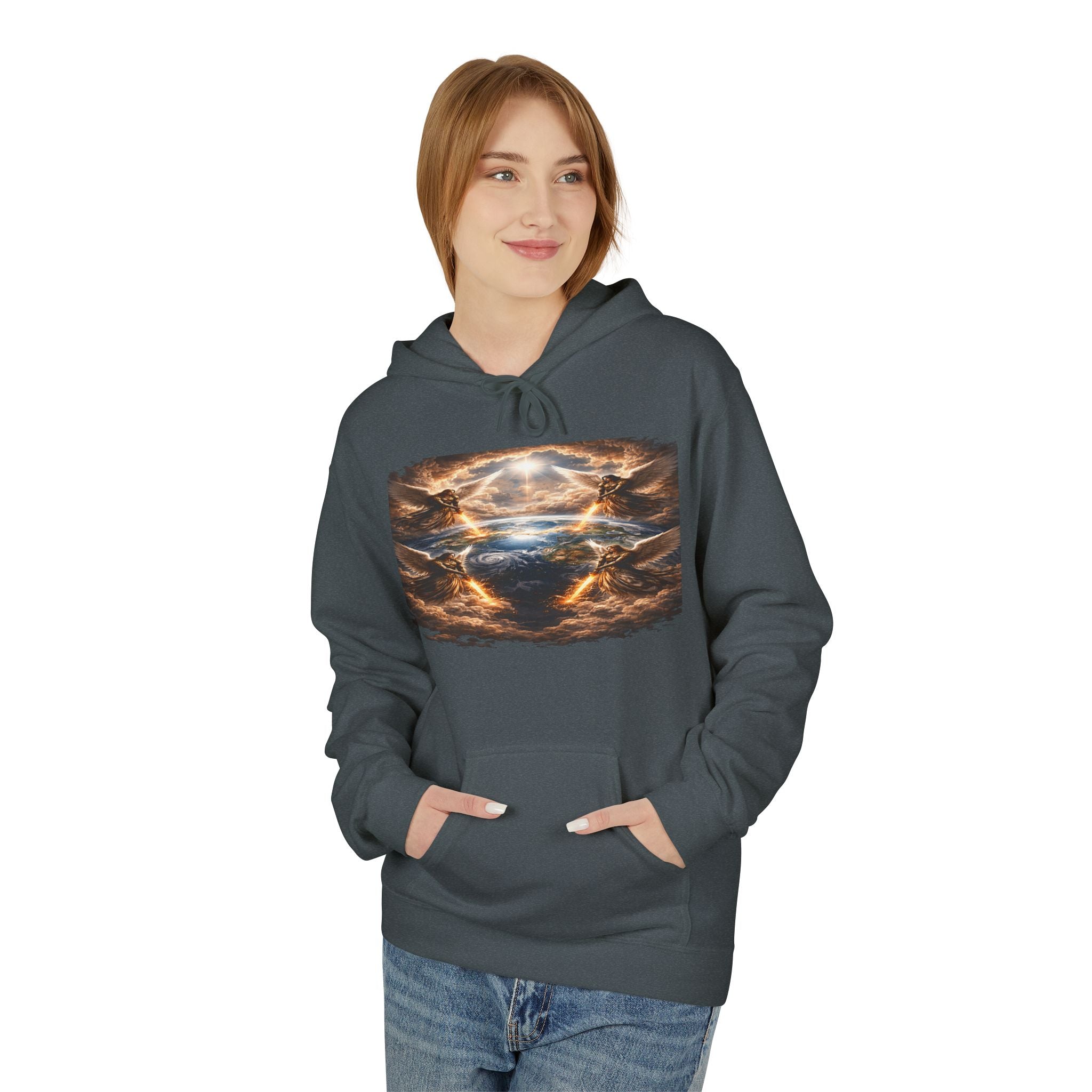 Revelation 7:1 The four Angels at the end of times-Jesus Christ retrun-Unisex Midweight Softstyle Fleece Hoodie