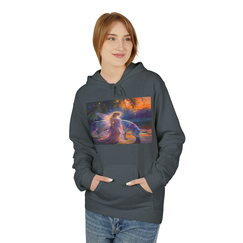 Unicorn Fairy Cotton Hoodie — Cosmic Cat Art Pullover