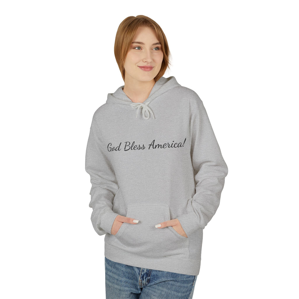 God Bless America! Script Hoodie — Patriotic Lightweight Fleece Hoodie