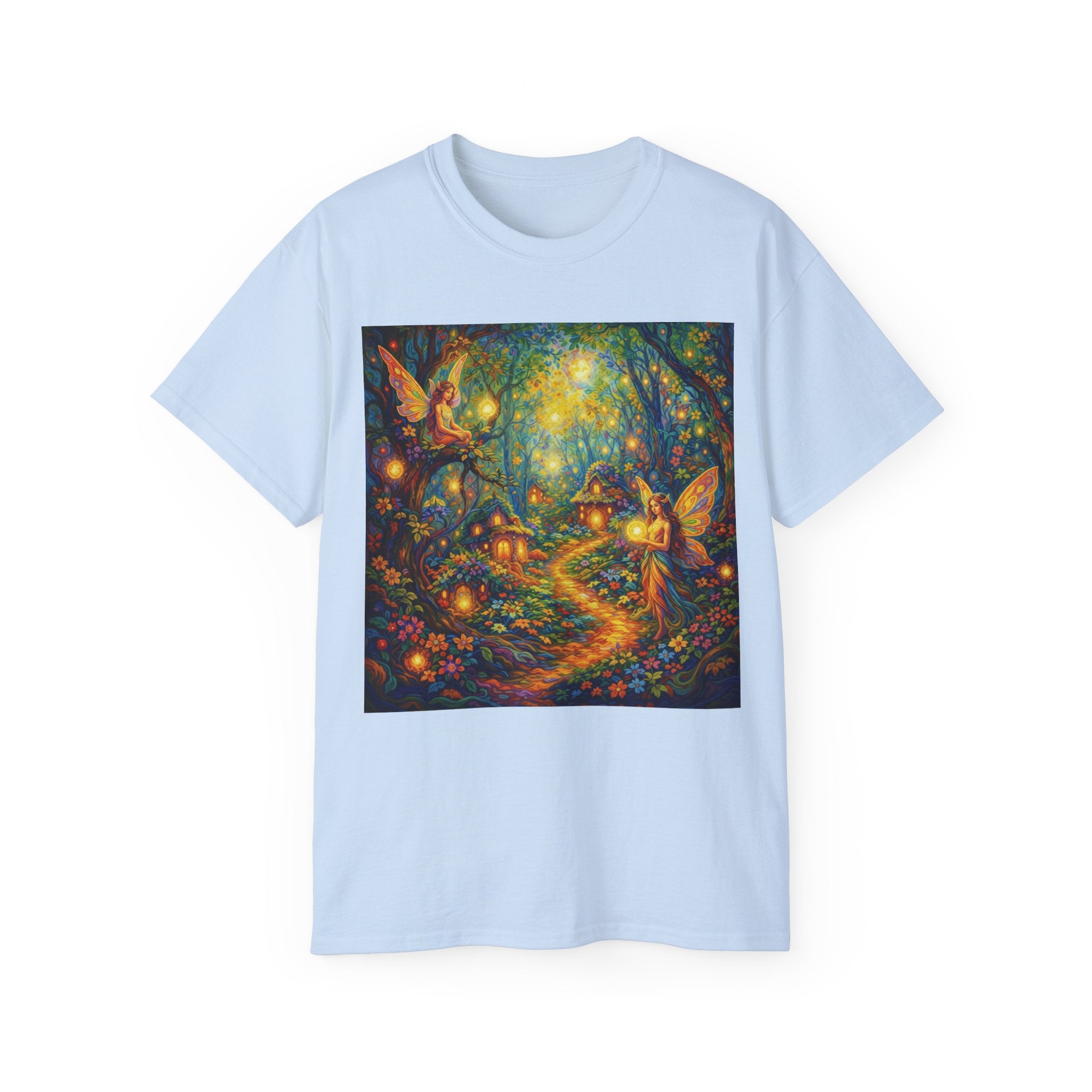 Fairy Forest Cotton T-Shirt — Enchanted Night Path Magic Tee