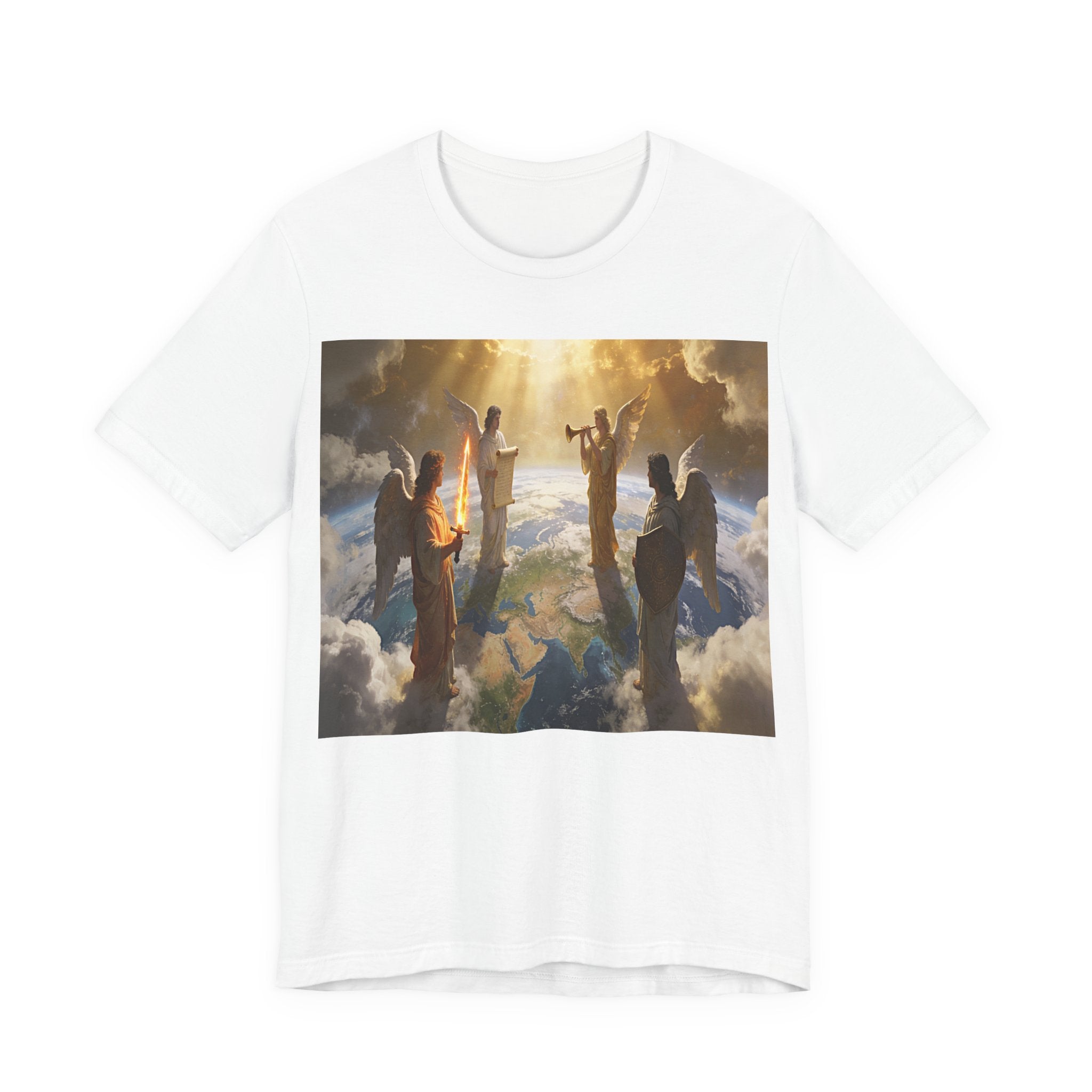 Christian Angel Choir T‑Shirt – Heavenly Worship Scene Tee Revelation 7:1-3