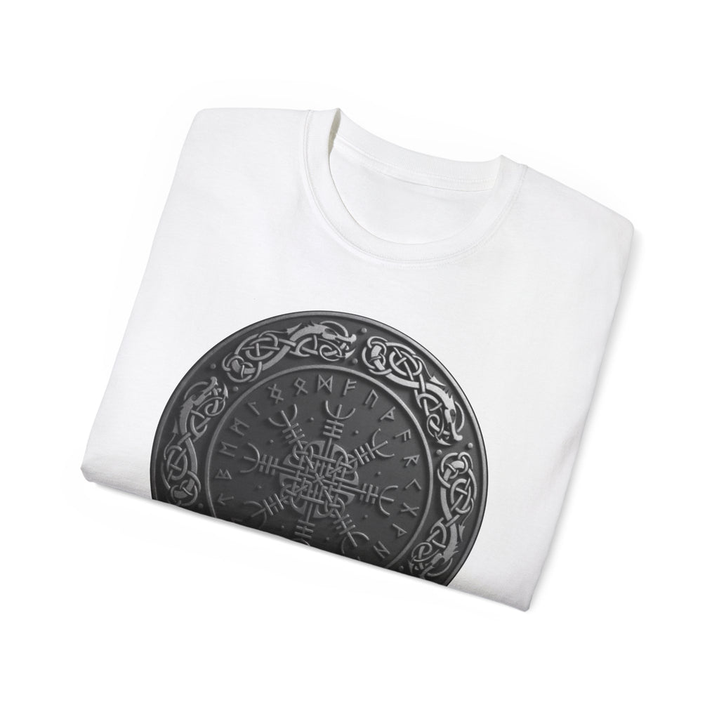 Aegishjalmur – The Helm of Awe Cotton T‑Shirt — Norse Rune Shield Design