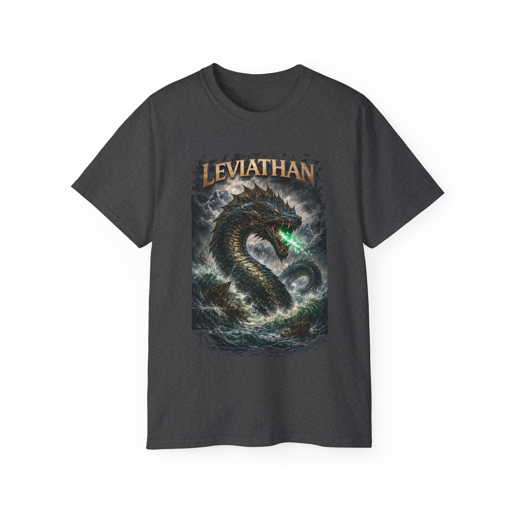 Leviathan Sea Monster Graphic Cotton Tee — Mythical Dragon Ocean T-Shirt