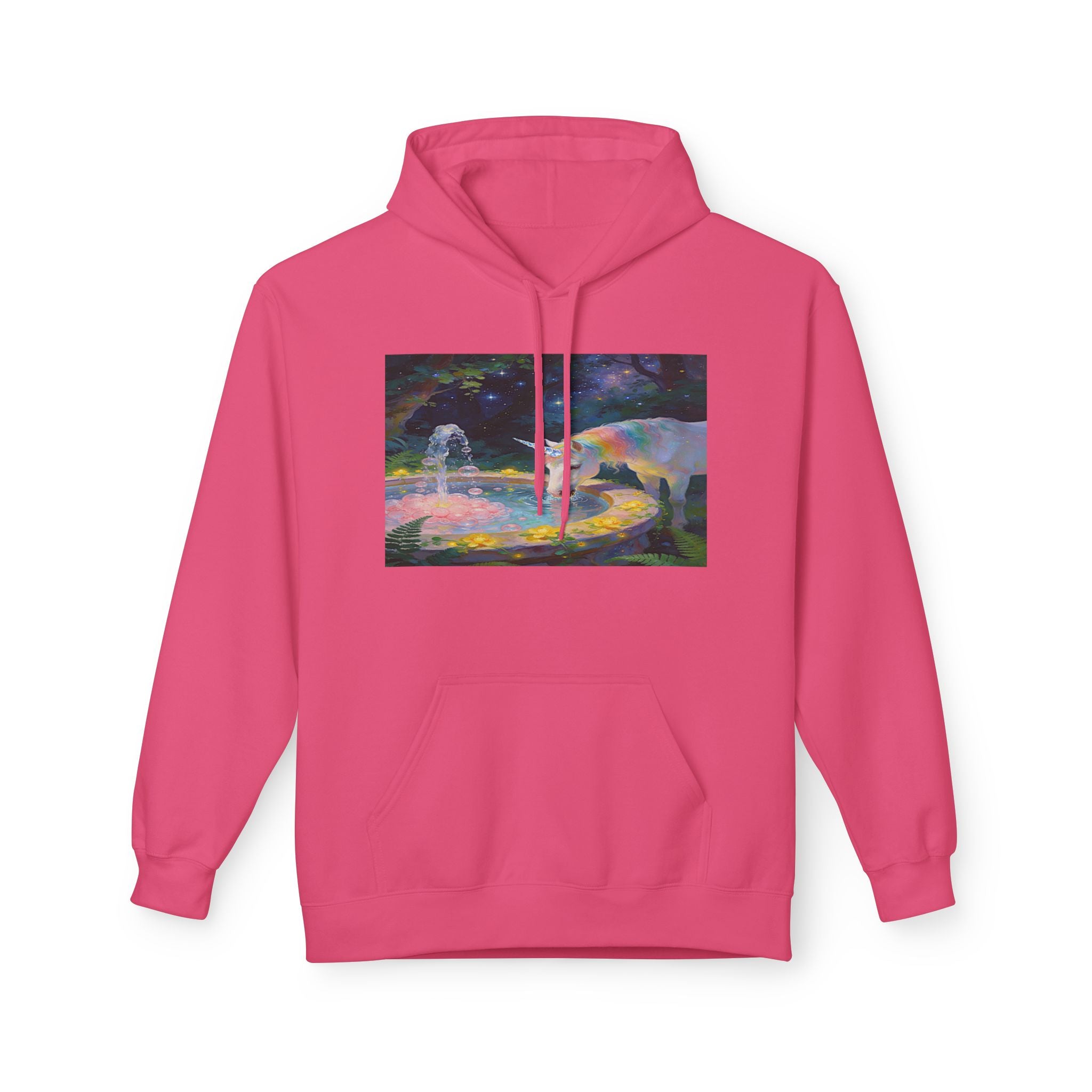 Aurora Bear & Fountain Hoodie — Dreamy Watercolor Wildlife Pullover