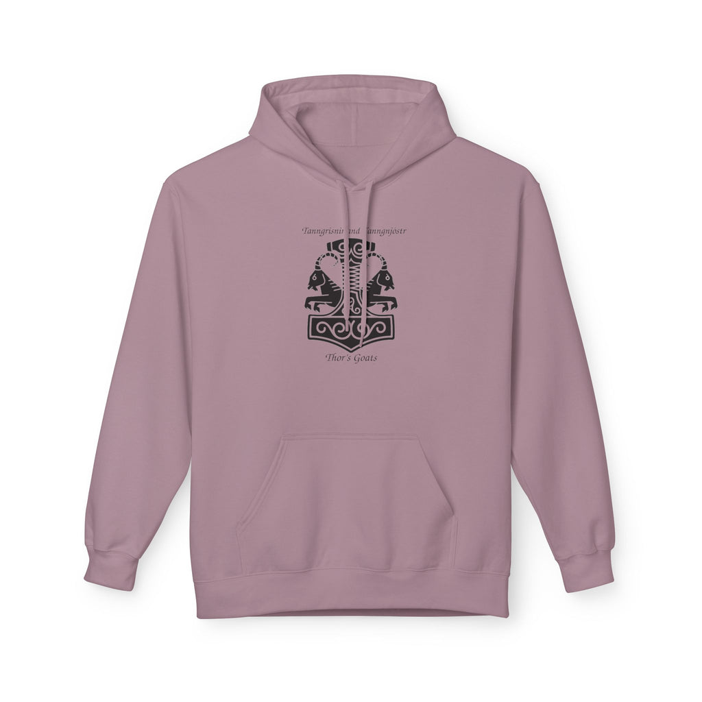 Tanngrisnir and Tanngnjóstr Thors Goats-Viking Shield Rune Hoodie — Norse Crest Graphic Pullover