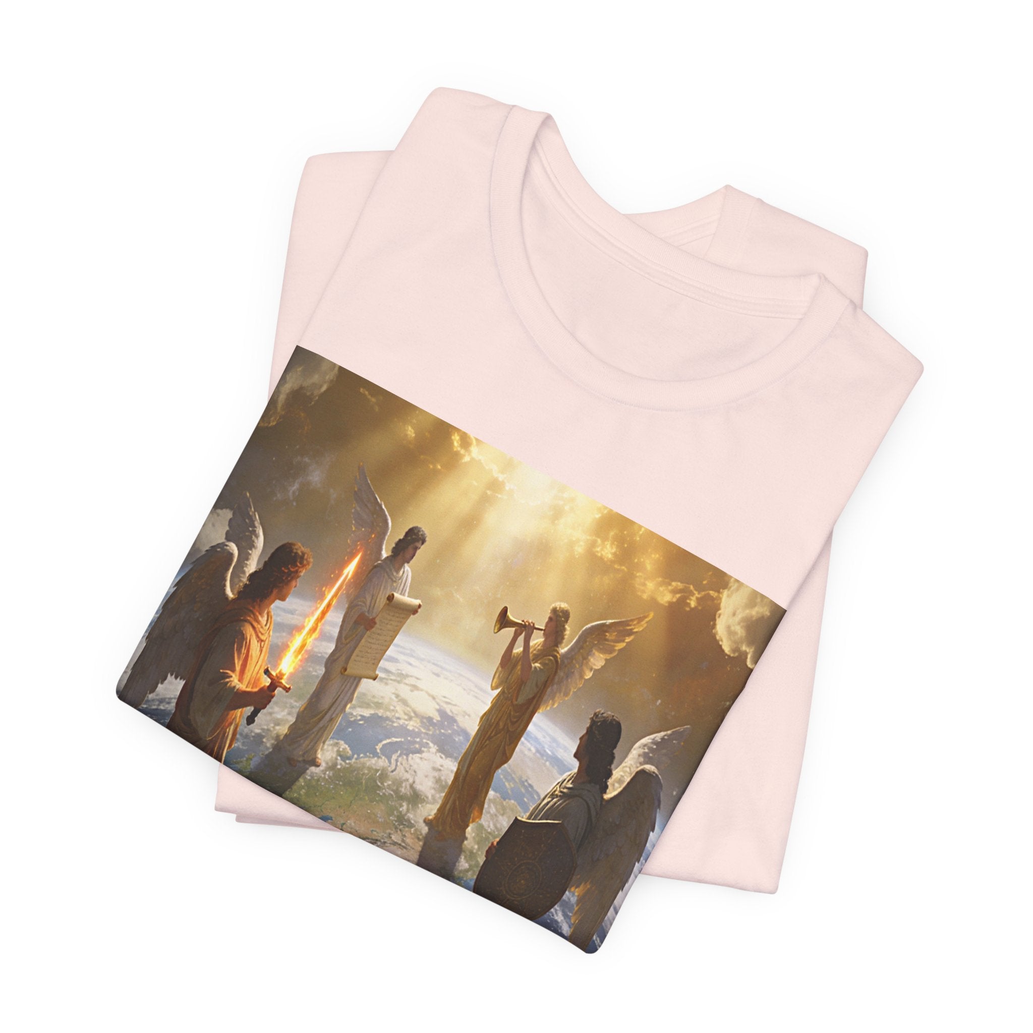 Christian Angel Choir T‑Shirt – Heavenly Worship Scene Tee Revelation 7:1-3
