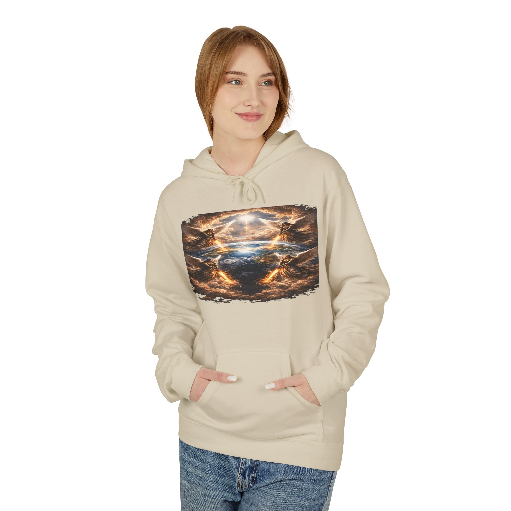 Revelation 7:1 The four Angels at the end of times-Jesus Christ retrun-Unisex Midweight Softstyle Fleece Hoodie