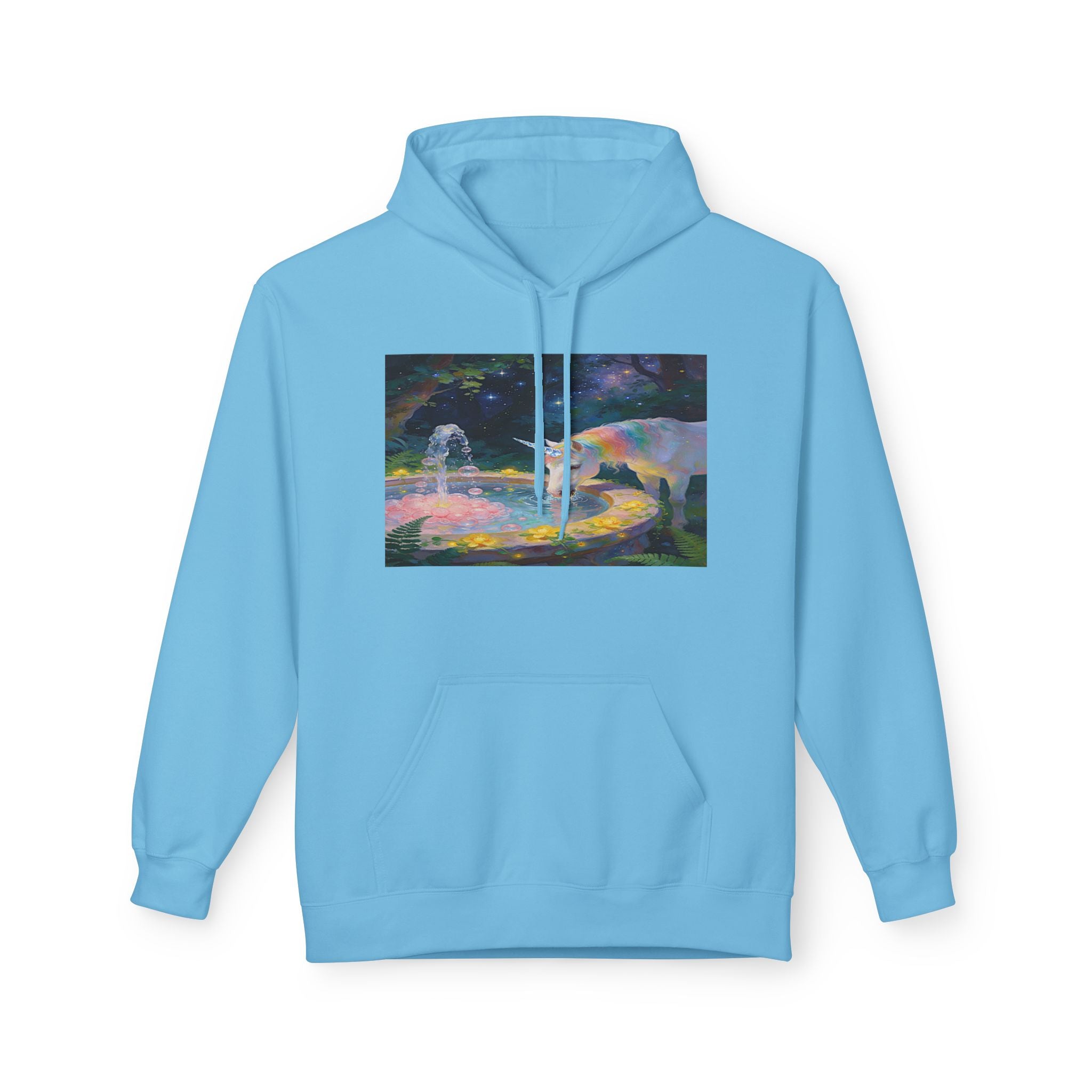 Aurora Bear & Fountain Hoodie — Dreamy Watercolor Wildlife Pullover