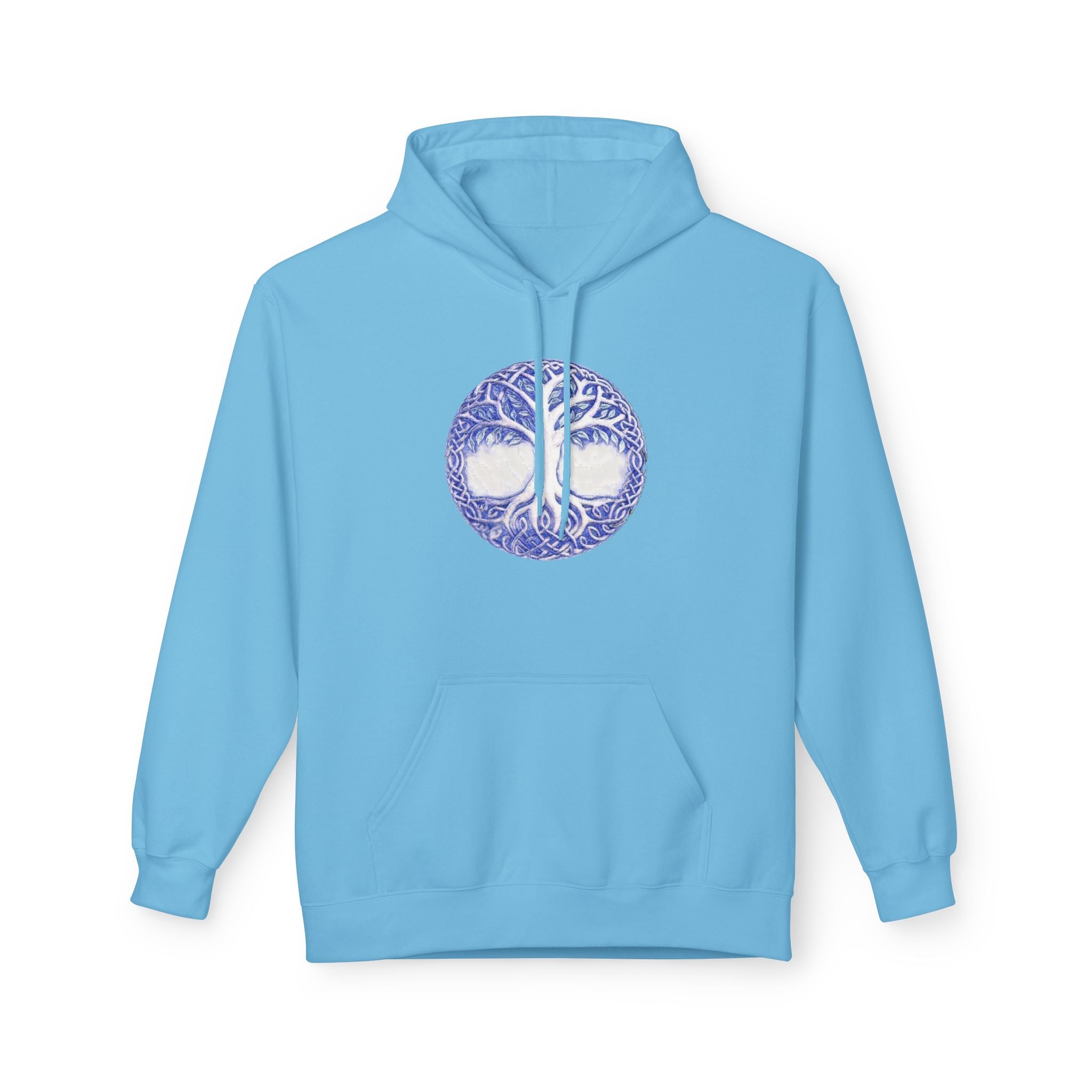 Yggdrasil, the Tree of Life Cotton Hoodie – Blue Mandala Woodland Graphic Pullover