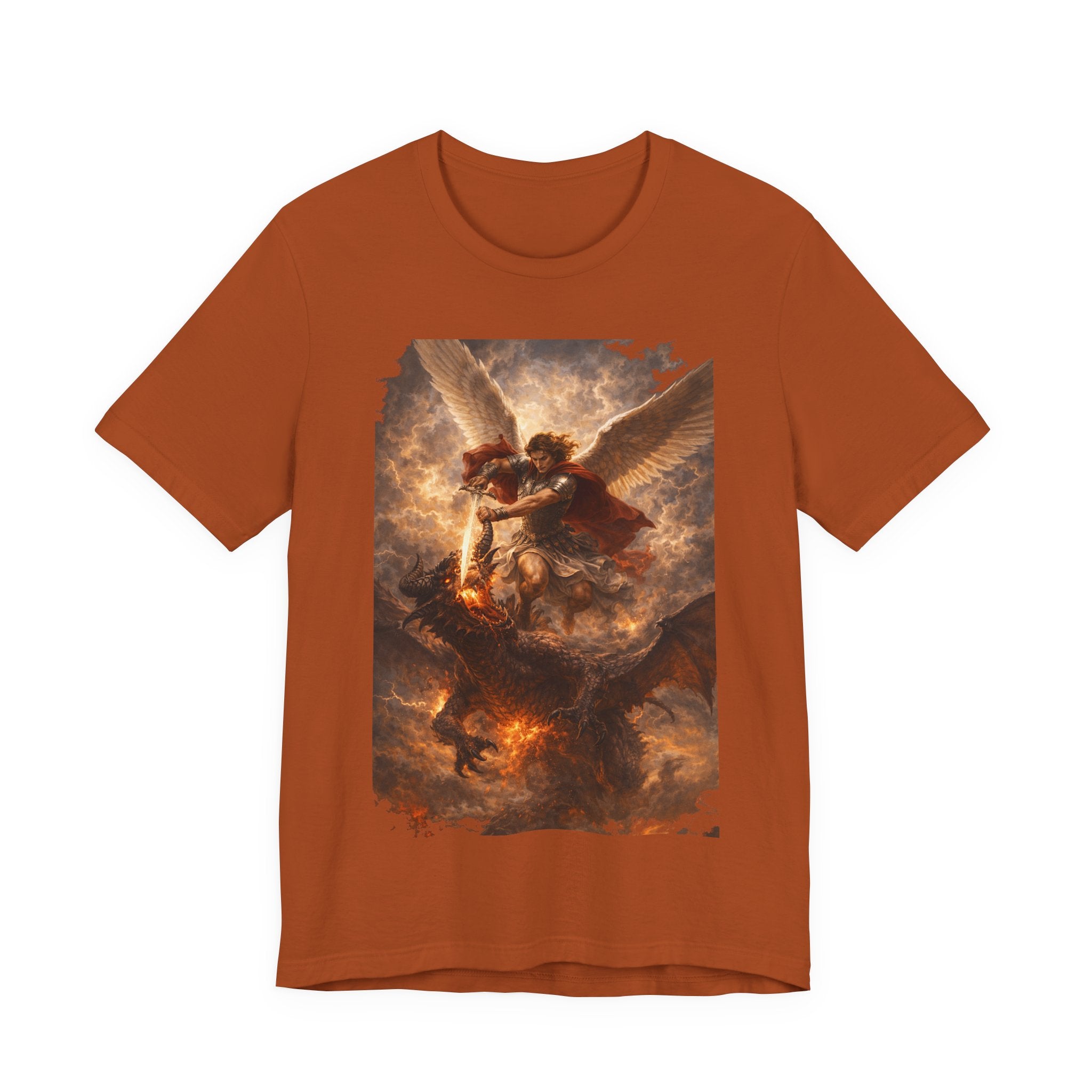 Michael and his angels fought against the dragon Revelation 12:7 Tee — Spiritual Battle Winged Art T-Shirt