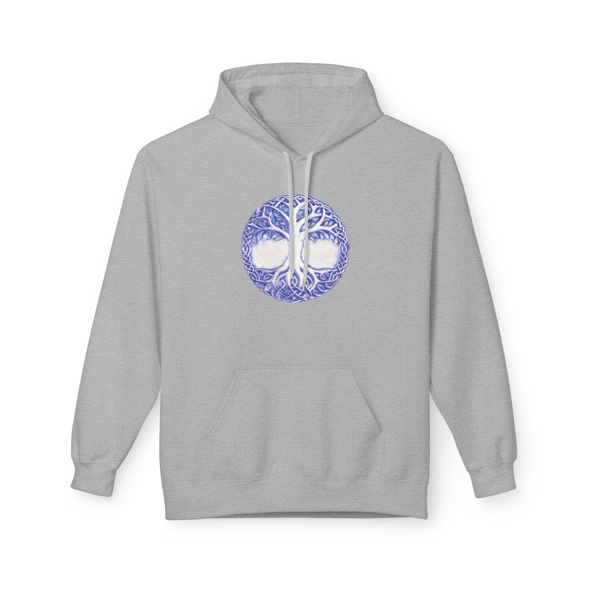 Yggdrasil, the Tree of Life Cotton Hoodie – Blue Mandala Woodland Graphic Pullover