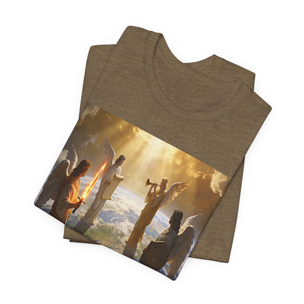 Christian Angel Choir T‑Shirt – Heavenly Worship Scene Tee Revelation 7:1-3