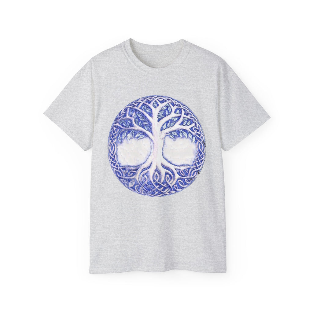 Yggdrasil – The Tree of Life Cotton T‑Shirt — Celtic Blue Mandala Graphic Tee