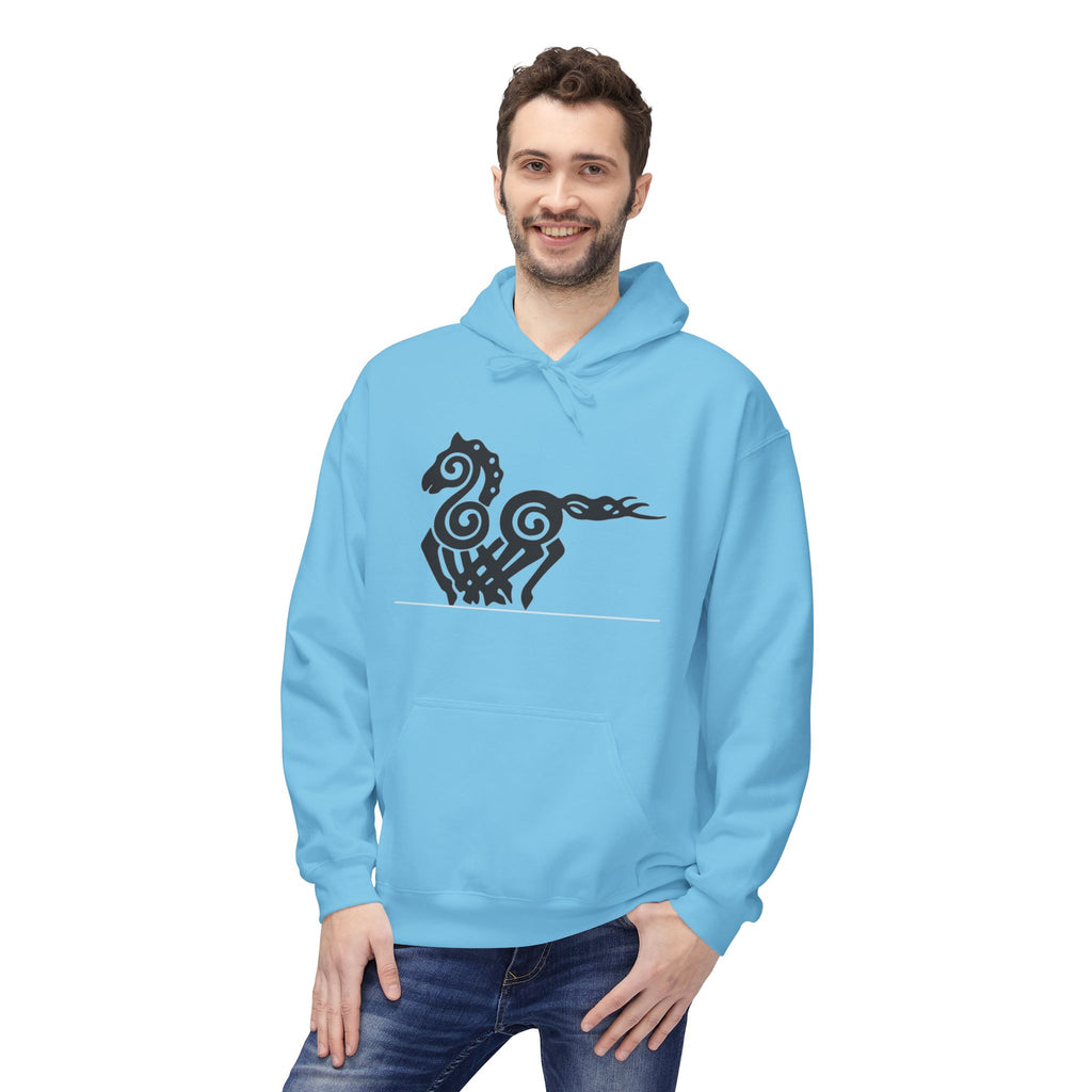 Viking Horse Tribal Hoodie — Nordic Norse Rune Stallion Design