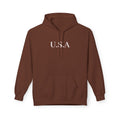 USA Minimalist Hoodie — Classic Patriotic Fleece Pullover