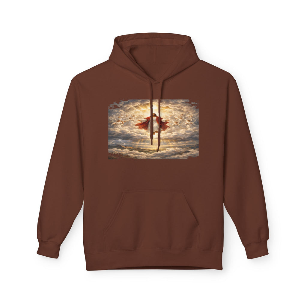 Jesus Christ Second Coming-Angel in the Clouds Hoodie — Spiritual Sunrise Graphic Hoodie