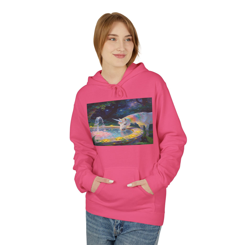 Aurora Bear & Fountain Hoodie — Dreamy Watercolor Wildlife Pullover