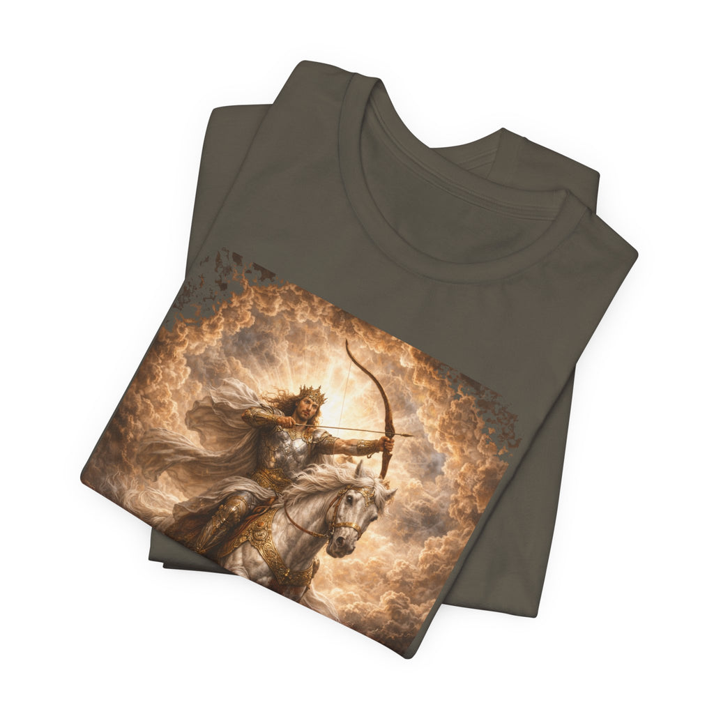 The white horse from Revelation 6:1-2! T‑Shirt — "Conquer" Warrior Archer Graphic Tee