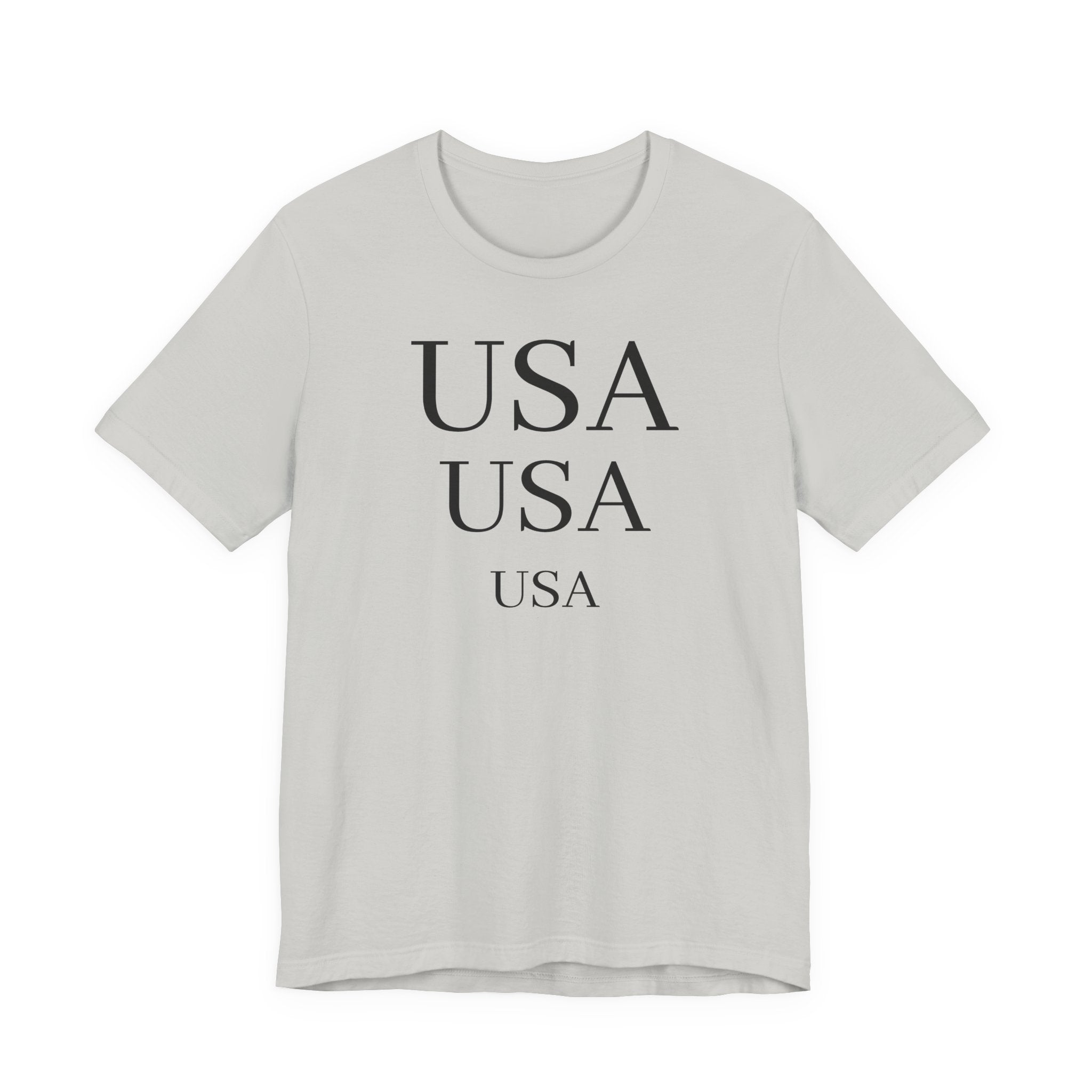 USA Minimalist Tee — Patriotic Text Graphic T-Shirt