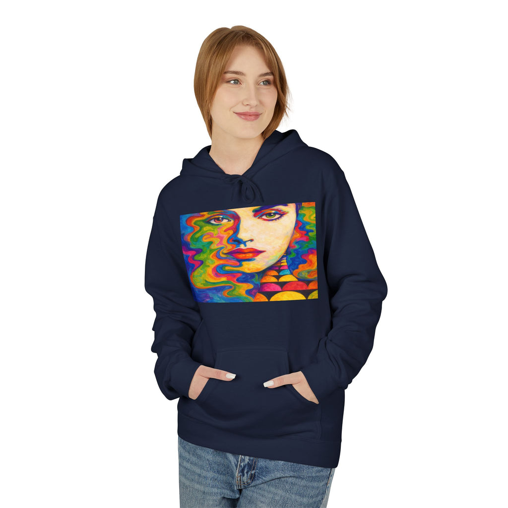 Psychedelic Portrait Hoodie — Colorful Abstract Face Art Sweatshirt