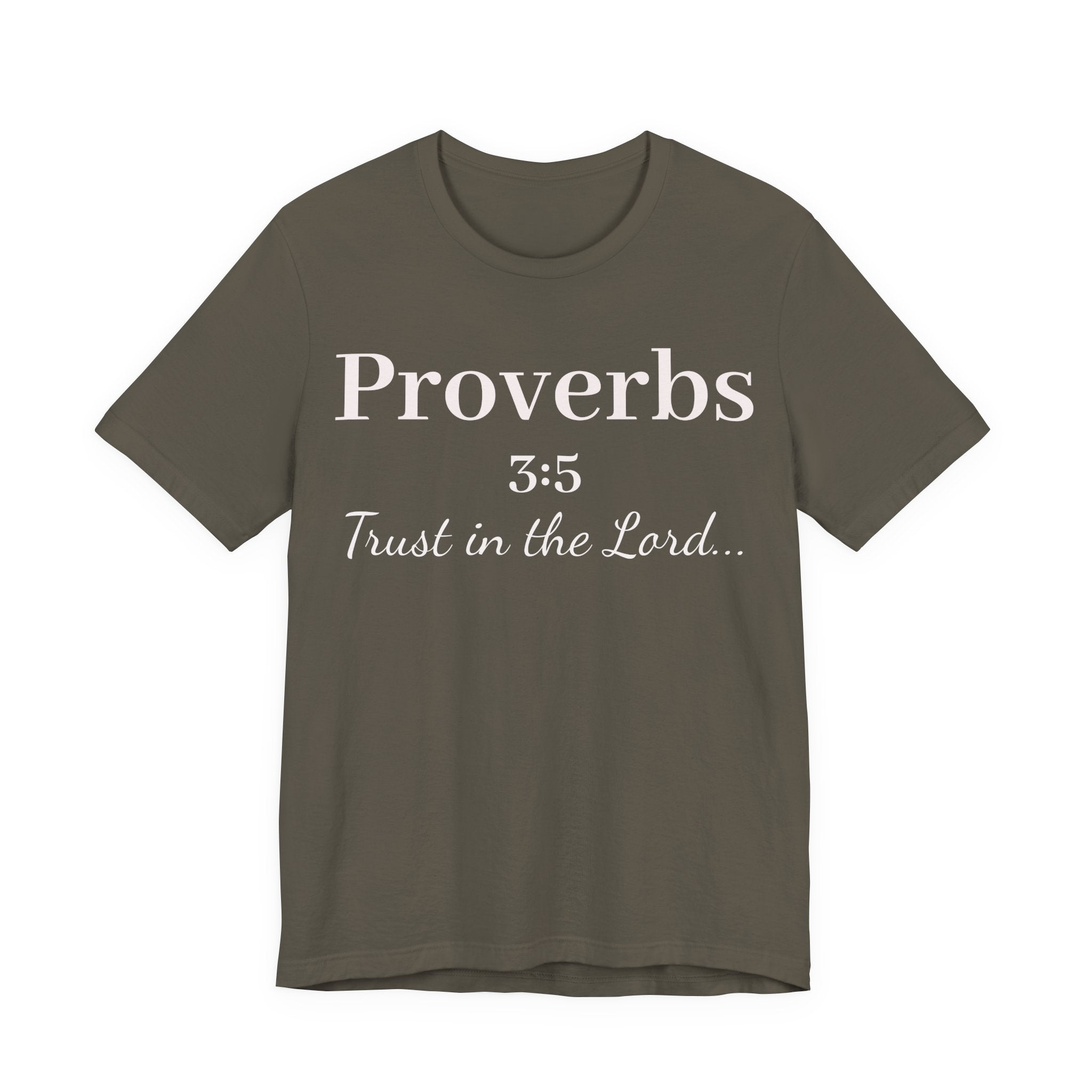 Proverbs 3:5 Tee — Minimal Christian Scripture Short Sleeve Shirt
