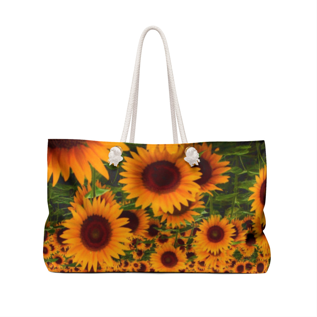 Sunflower Sunset Weekender Bag — Floral Travel Tote for Beach, Weekend Getaways