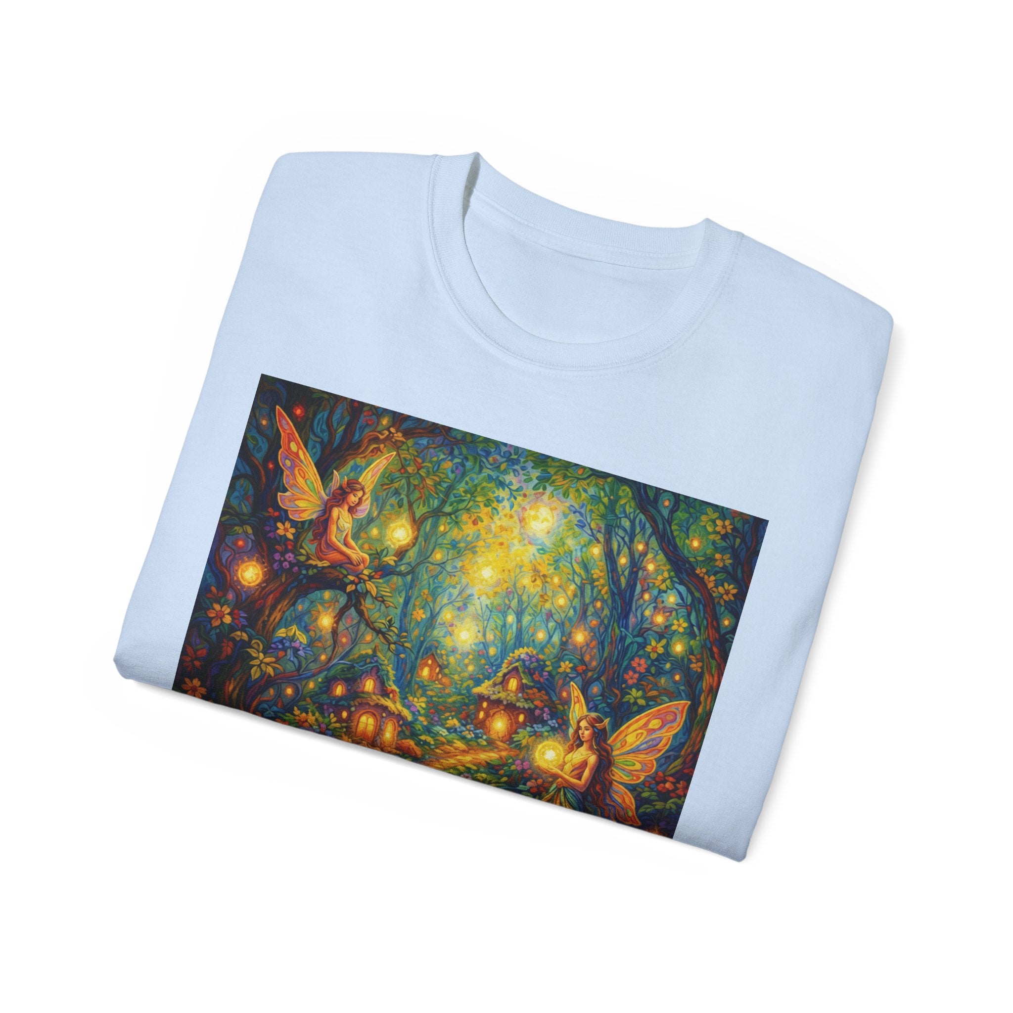 Fairy Forest Cotton T-Shirt — Enchanted Night Path Magic Tee