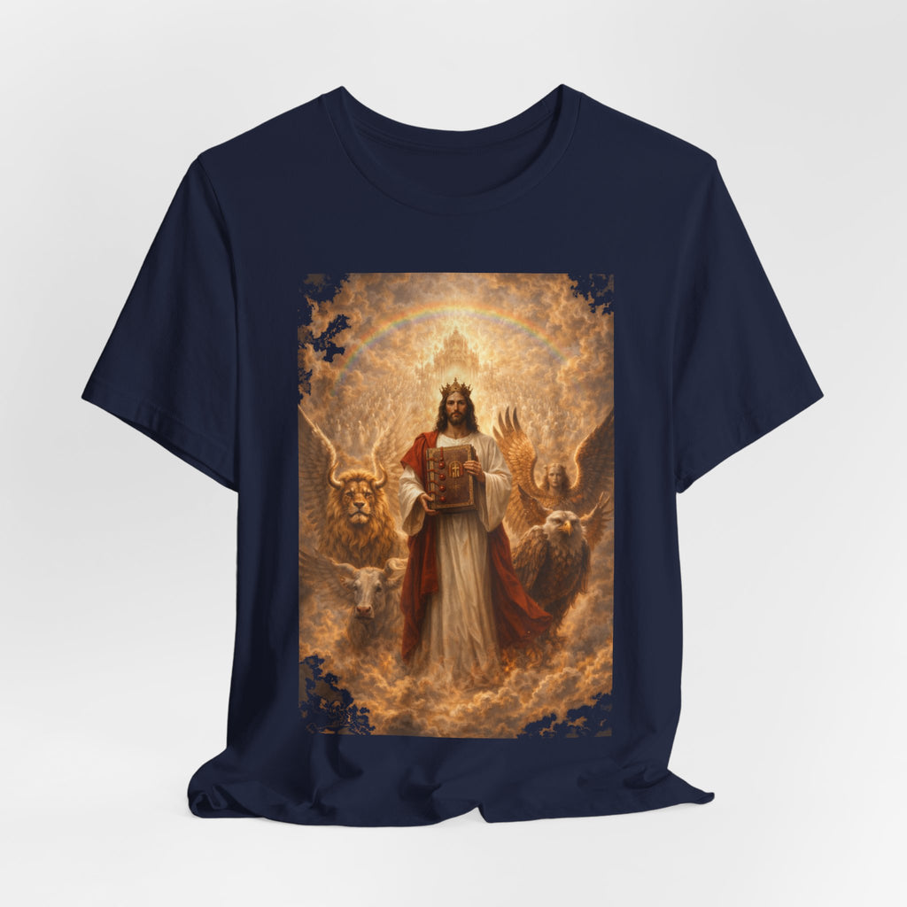 Jesus Christ The Lamb of God-Book of Judgment —  Religious T‑Shirt(Revelation 5:5-7)