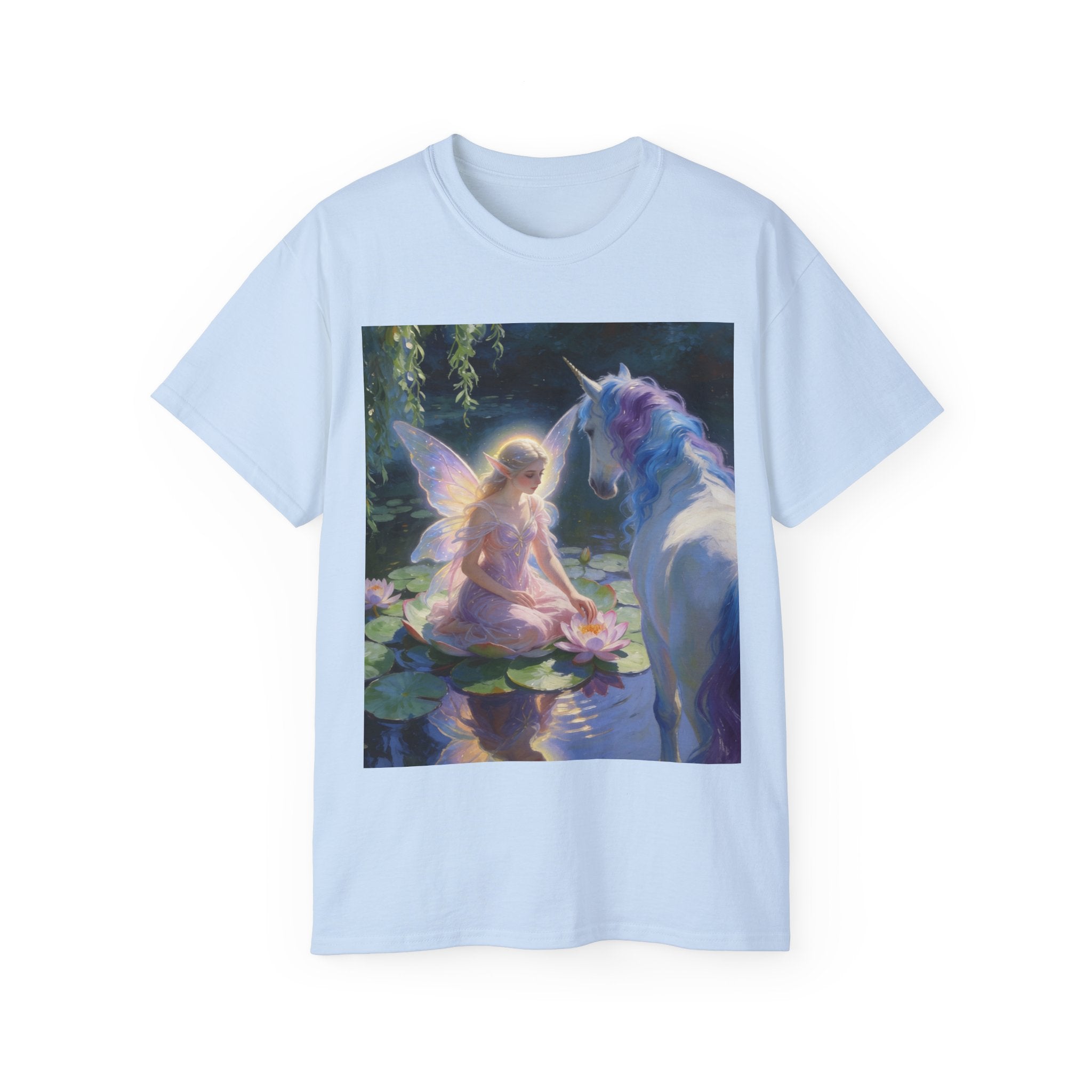 Fairy and Unicorn Graphic Tee — Enchanted Fantasy Cotton T-Shirt