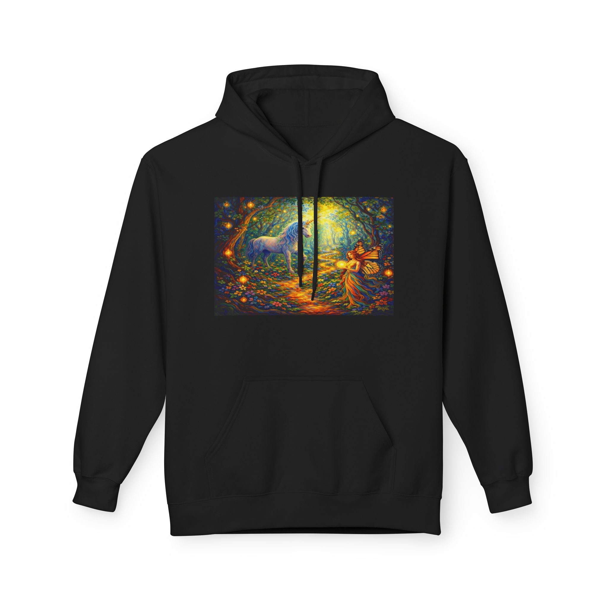 Unicorn Fairy cotton Hoodie — Surreal Planet & Stars Art Pullover