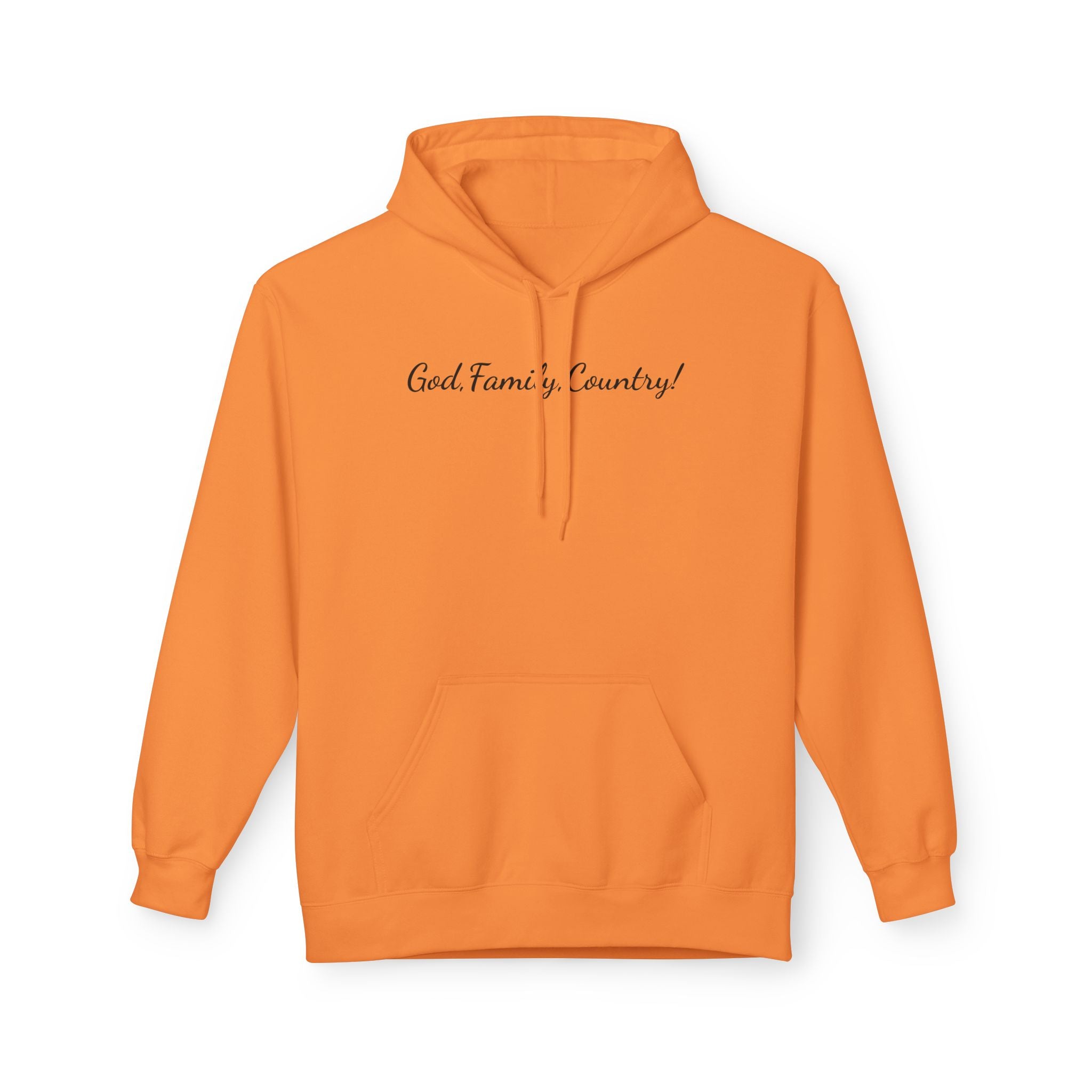God, Family & Country Hoodie - Minimal Script Pullover for Patriotic Faithwear