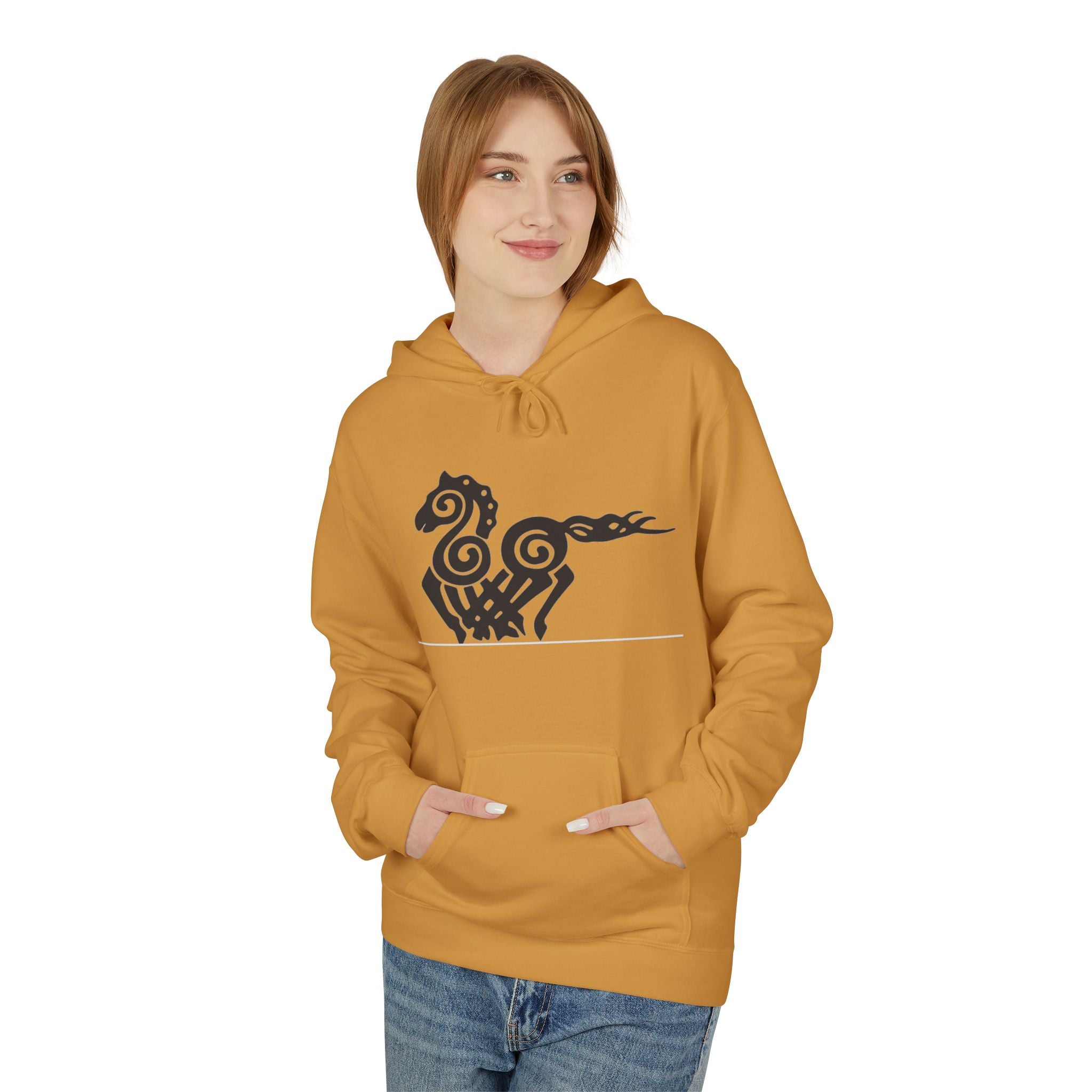 Viking Horse Tribal Hoodie — Nordic Norse Rune Stallion Design
