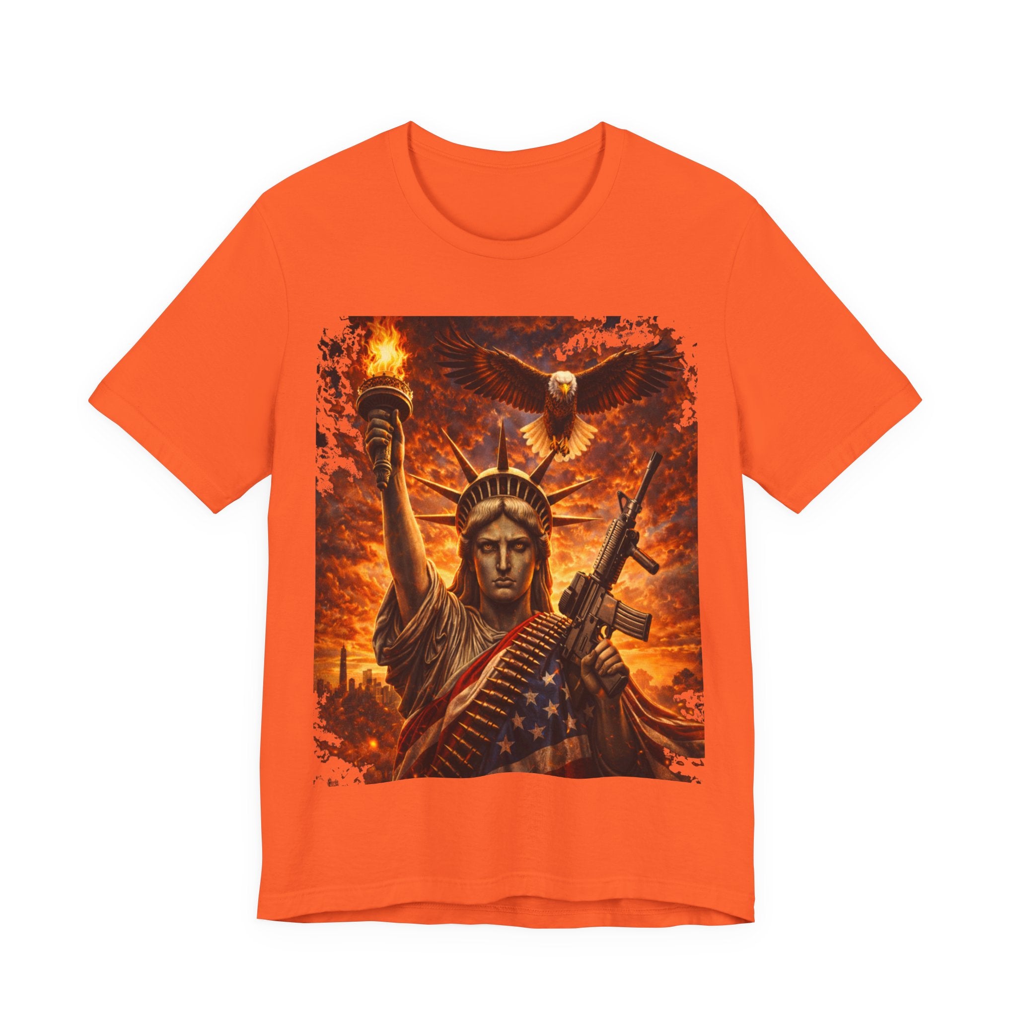 USA Liberty T-Shirt — Statue of Liberty with Eagle & Flag Graphic